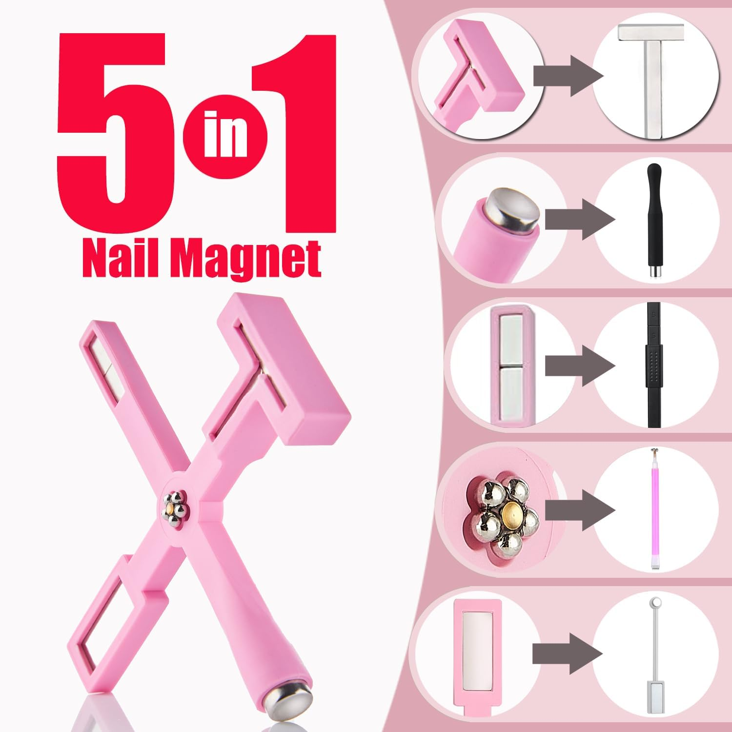 11Pcs Nail Magnet for Cat Eye Gel Nail Polish Magnet Set 5 in 1 Multifunction Wand Cat Eye Magnetic for Nails Cat Eye Magnets Sticks Magnet Nail Polish Design Tools Nail Art DIY - Black image number 7