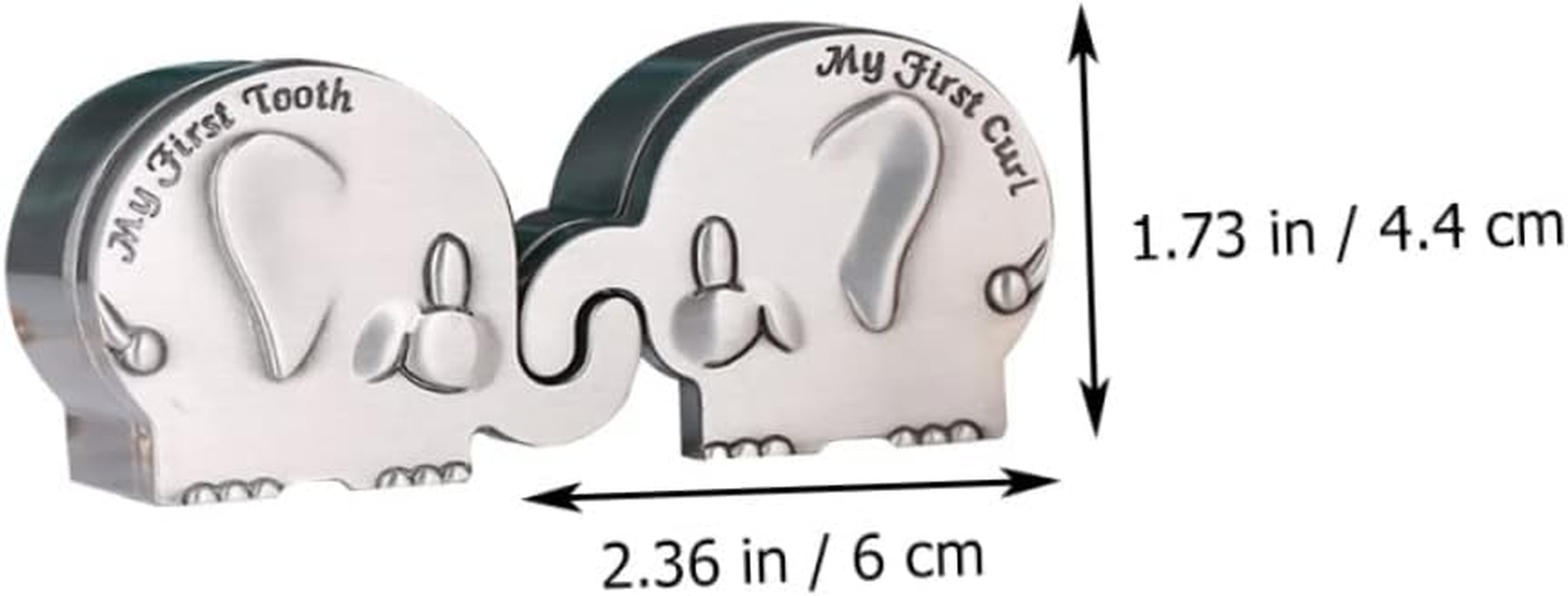 Sosoport My First Curl and Tooth Keepsake Box Set Elephant Shape Newborn Baby Tooth and Hair Organizer Silver Metal for Baby Shower Gifts image number 2