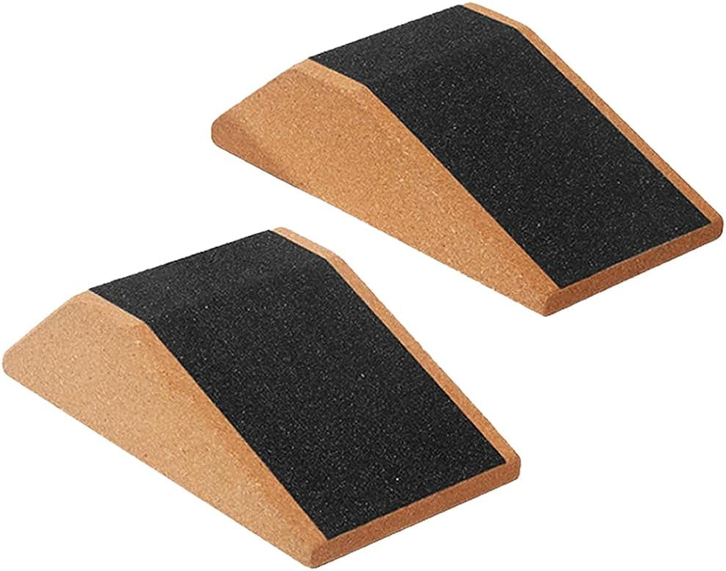 2 Pcs Cork Squat Wedge with Storage Bag, Portable Yoga Brick, Stretching Exercises Squat Ramp, Platform Trainer for Pilates Heel Elevated Squats (23 * 12 * 6.5 CM) image number 4
