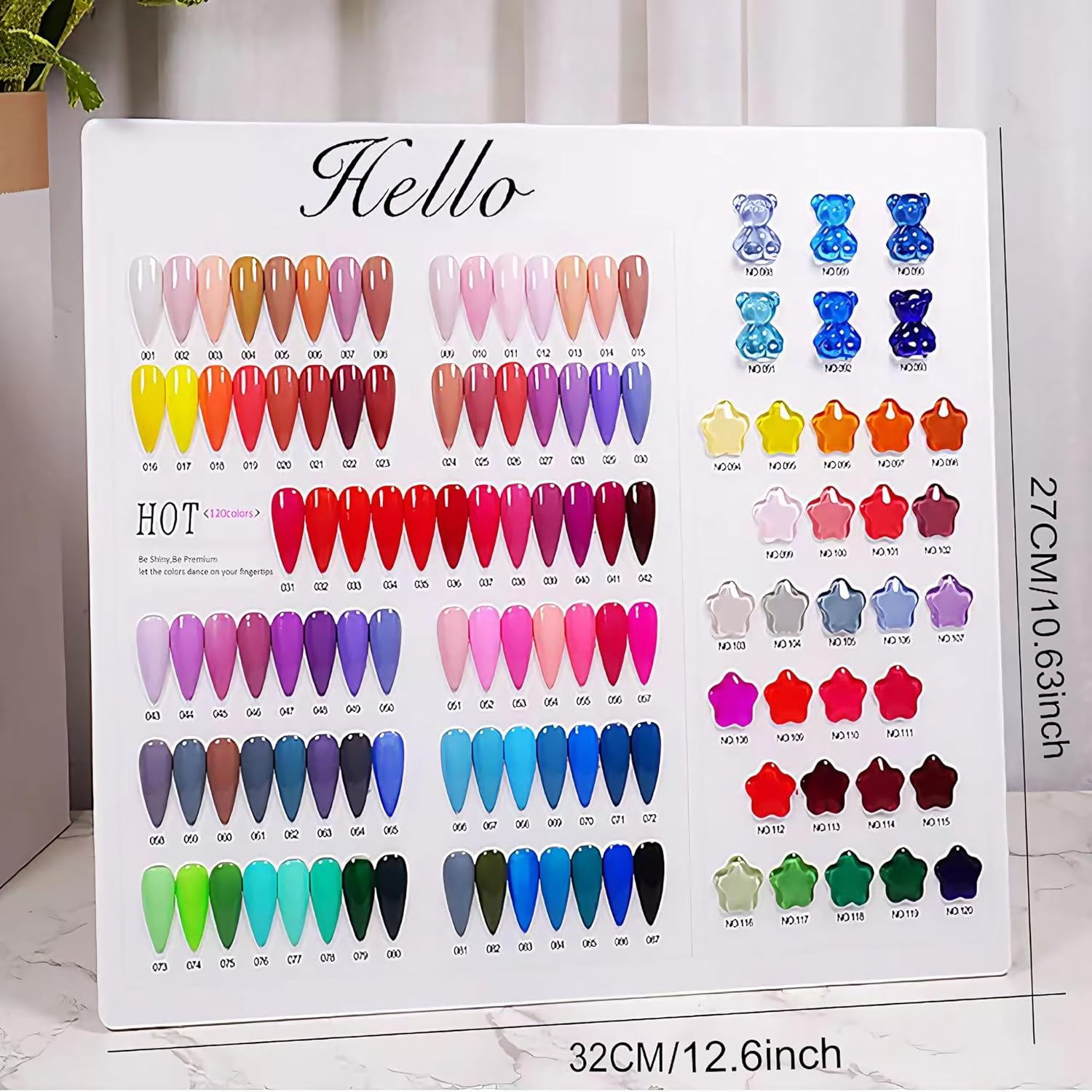Acycoin2A Acrylic Nail Polish Color Display Board Book Nail Design Chart with 2 Styles Nail Tips Card Board Salon Showing Shelf (120 Colors) image number 4