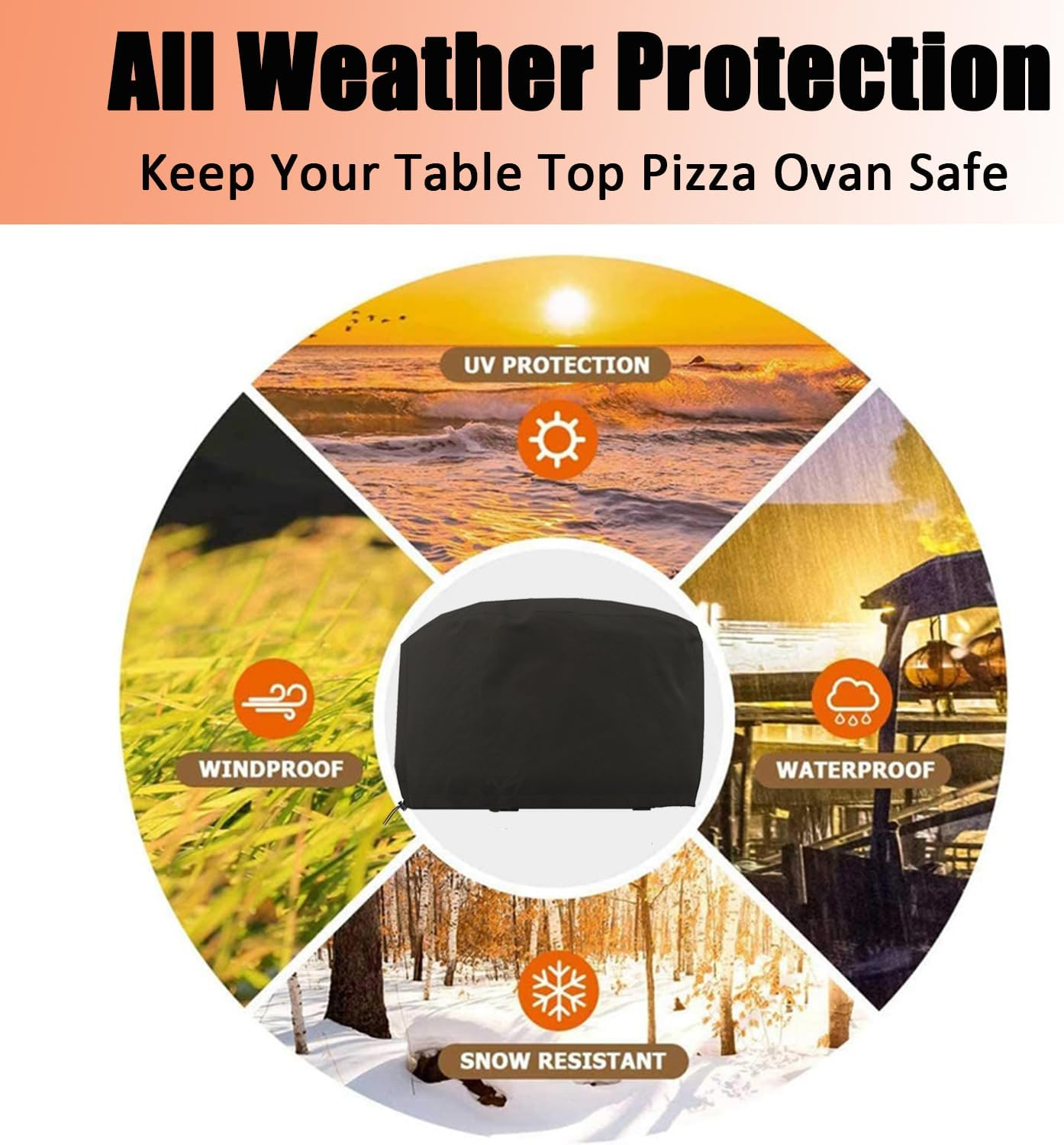 Pizza Oven Cover for Gozney Arc XL, Heavy Duty 600D Waterproof Outdoor Table Top Pizza Oven Accessories for Gozney Arc XL Gas Pizza Oven Cover Black image number 3