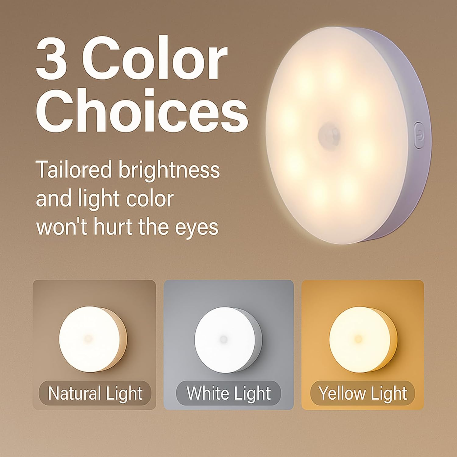 [6 Pack] LED Motion Sensor Night Light, Rechargeable, 3 Color Strip Light, USB Powered, Magnetic Mount, Auto On/Off, Wireless Human Body Sensor for Bedroom, Closet, Hallway, Anywhere Stair Light image number 6