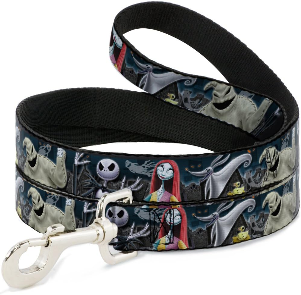 Dog Leash Nightmare before Christmas 4 Character Group Cemetery Scene 6 Feet Long 1.5 Inch Wide image number 4