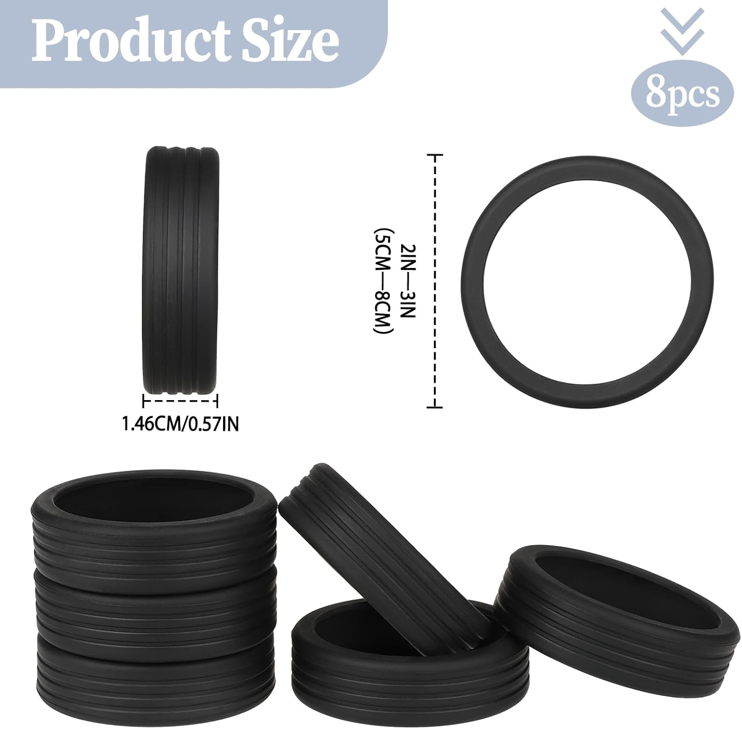 Dimeho Pack of 8 Luggage Wheel Covers Suitcase Wheel Protector Luggage Wheel Protector Silicone Wheel Cover Suitcase Trolley Suitcase Swivel Castor Covers Rubber Luggage Wheel Covers Hand Luggage