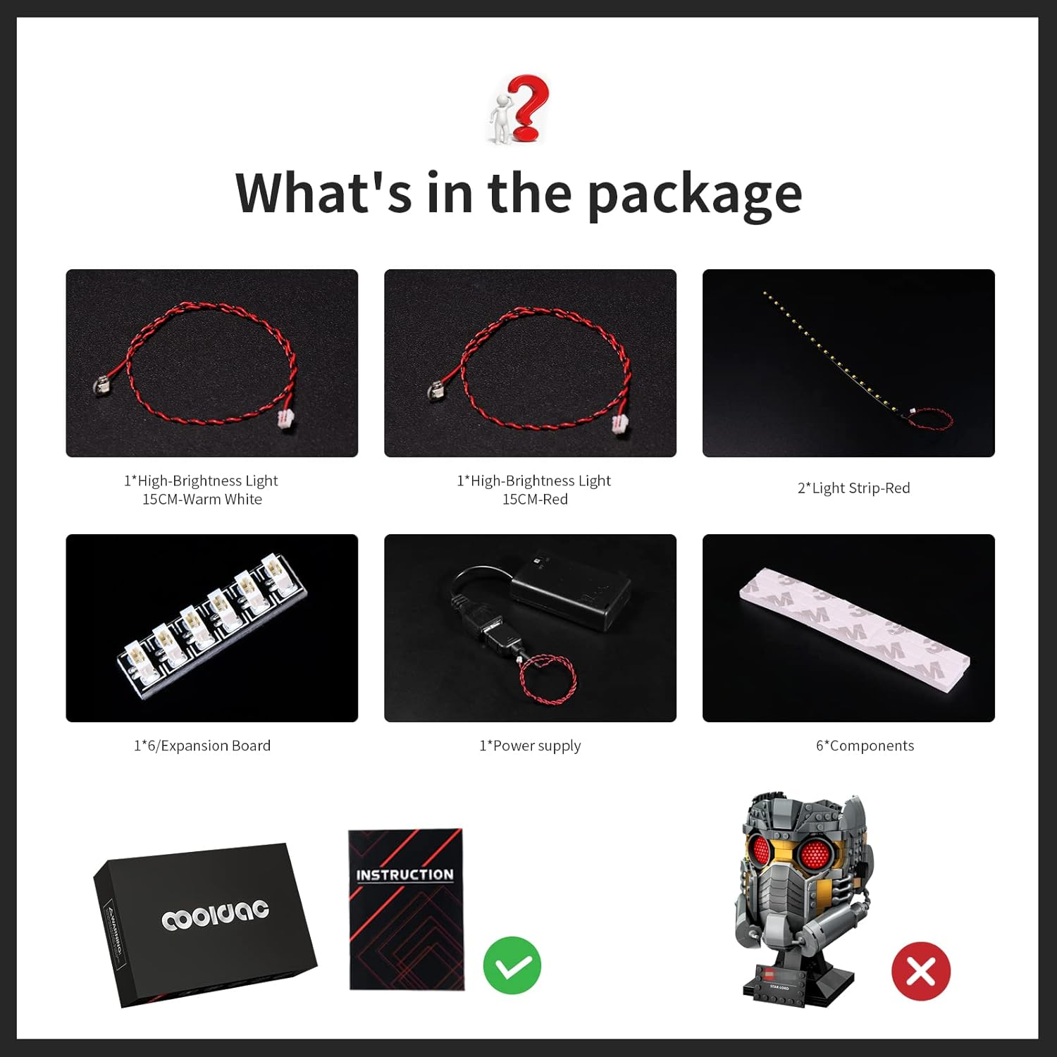 Cooldac LED Light Kit for  Super Heroes 76251 Star-Lords Helmet Set, LED Lighting Set Compatible with  76251 (Only Lights, Not  Models) image number 4