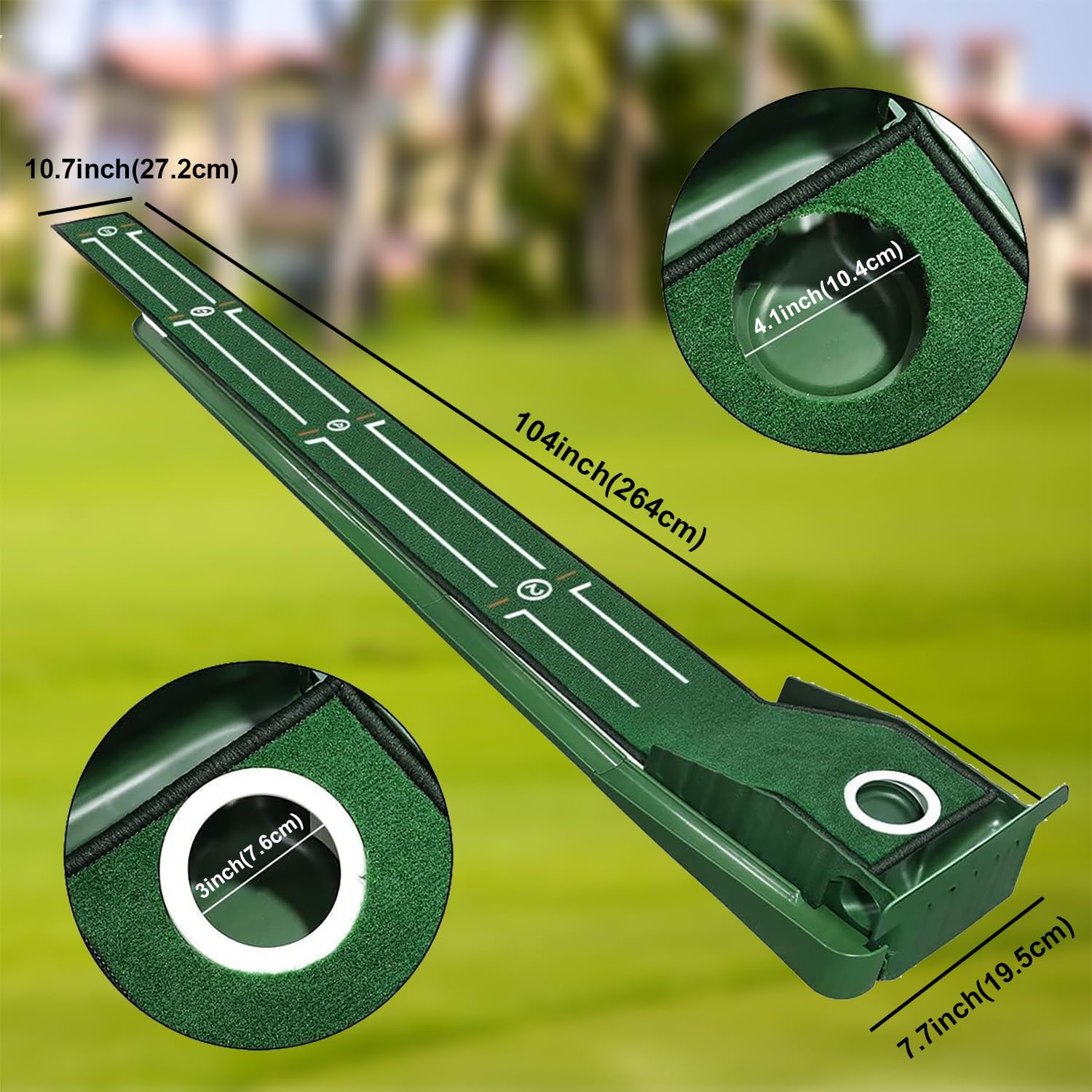Golf Putting Mat,Indoor Putting Green Set with Ball Return System and 2 Balls,Training Equipment at Home or Office，Suitable to Birthday/Golf Lover image number 5