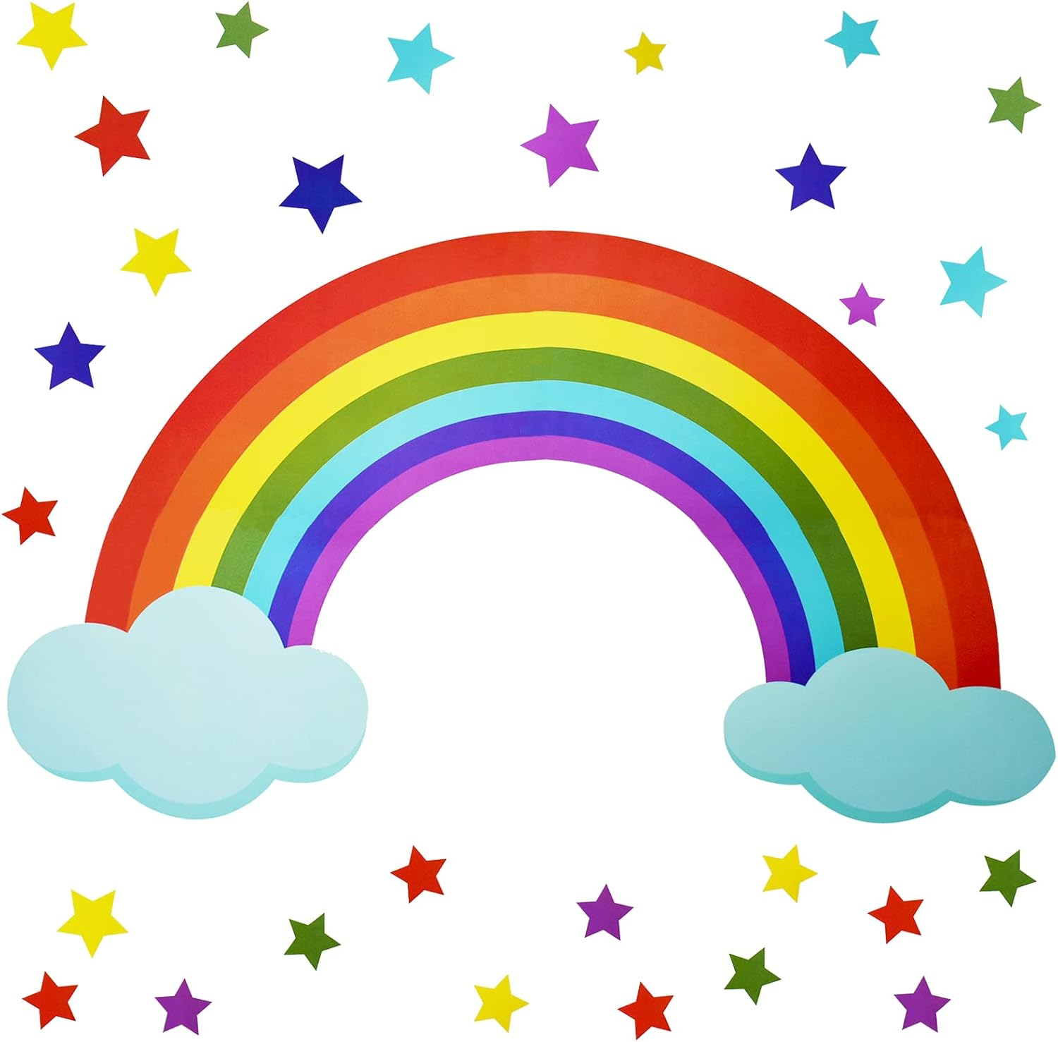 Maydahui Rainbow Cloud Wall Decal Colorful Stars Wall Vinyl Sticker (30 X 42 Inch) Removable Peel and Stick Art Mural Decor for Baby Kids Bedroom Nursery Playroom Girl&rsquo;S Room image number 5