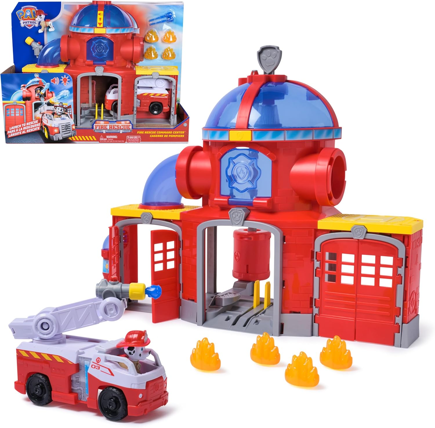 PAW Patrol Fire Rescue Command Center with Marshall Figure, Rescue Fire Truck, Lights, Launcher and Sound Fx, Kids Toys for Boys & Girls Ages 3 and Up image number 6