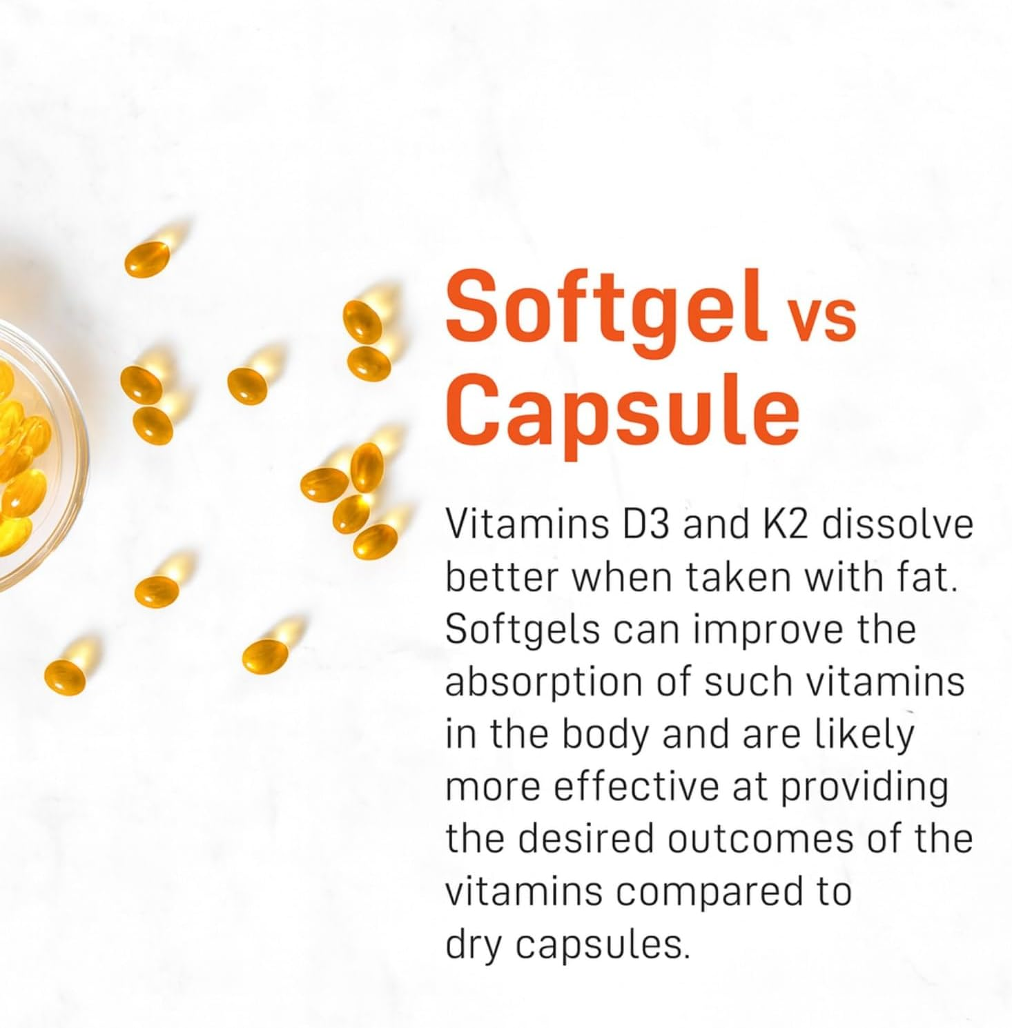 300 Vitamin D3 + K2 Supplement | 5000 IU D3 + 100 Mcg K2 | 1 Capsule per Day | High Strength 2-In-1 Formula | Enhanced Absorption with Coconut Oil | Non-Gmo by Glowbelly image number 1