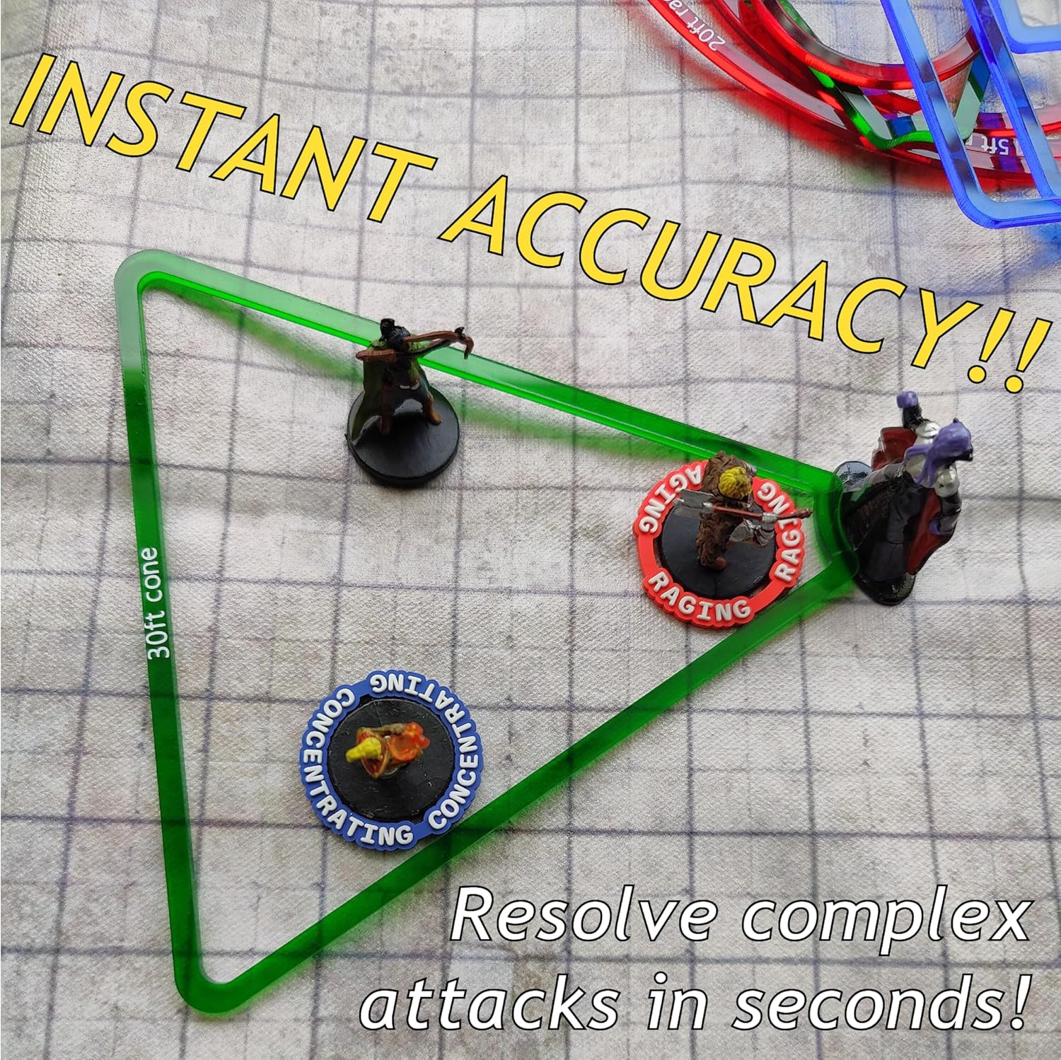 Futhark DND AOE Spell Templates, Set of 16 - Precise Acrylic Area of Effect DND Spell Effect Templates for Any RPG, DND Accessories for Dungeons & Dragons, D&D DM Gift (16-Piece Set of Frame) image number 5