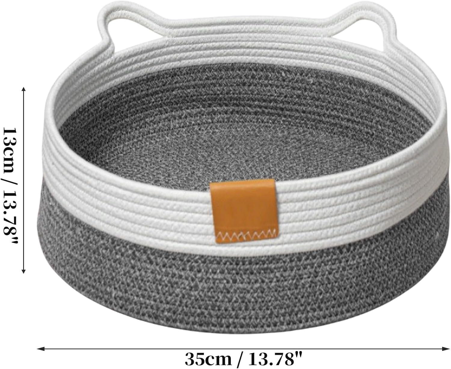 CAPASTEC Woven Cat Bed, 35 Cm Diameter, Foldable Basket Nesting Site, Breathable Pet Lounger, Claw Abrasion-Resistant Universal Kitten Bed, Deep Grey