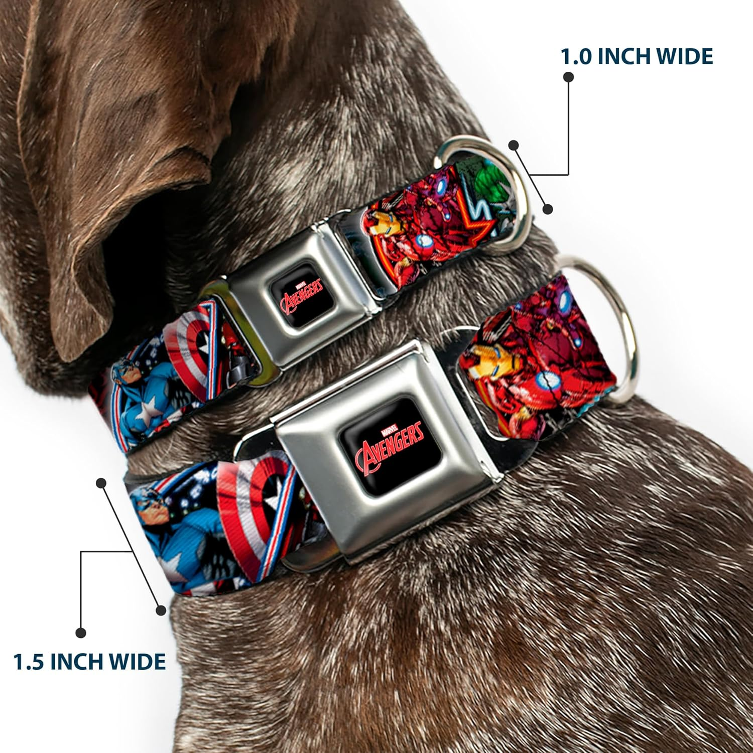 Buckle-Down Seatbelt Buckle Dog Collar - Marvel Avengers Superhero/Villain Poses - 1" Wide - Fits 11-17" Neck - Medium image number 6