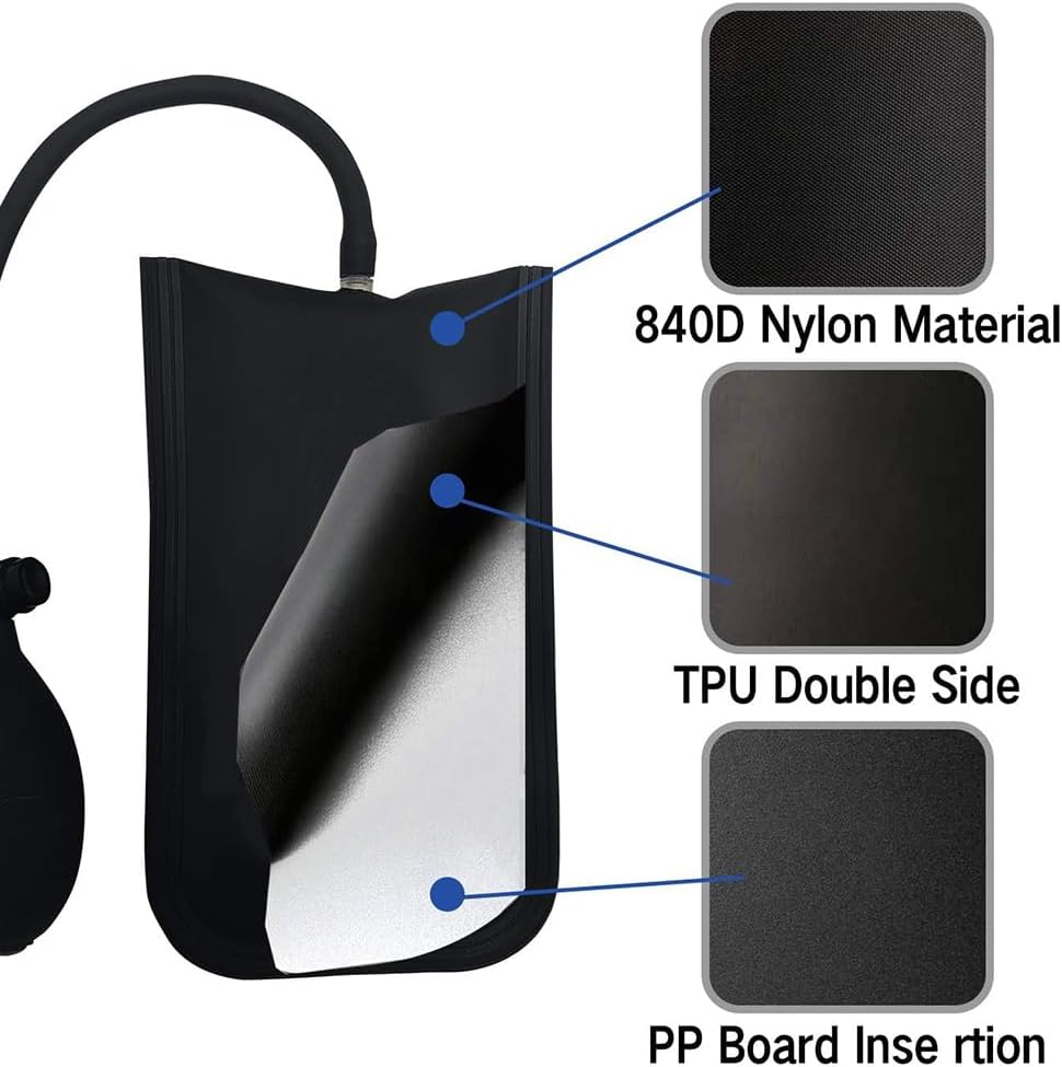 3 Pcs Air Wedge up Bag Popular,Commercial Inflatable Wedge Pump Bag Tool,Medium Pvc Metal Valve with Added Plate,25Cm Air Pipe Professional Leveling Kit & Alignment Tool,For Variety of Jobs image number 3