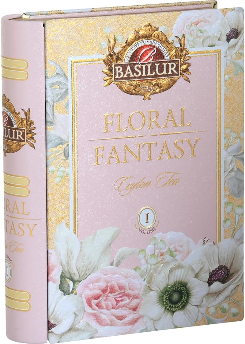 Basilur Floral Fantasy Tea Book - Luxury Tea Gift - 100G Loose Leaf Ceylon Green Tea (Peppermint, Hibiscus & Rose) image number 1