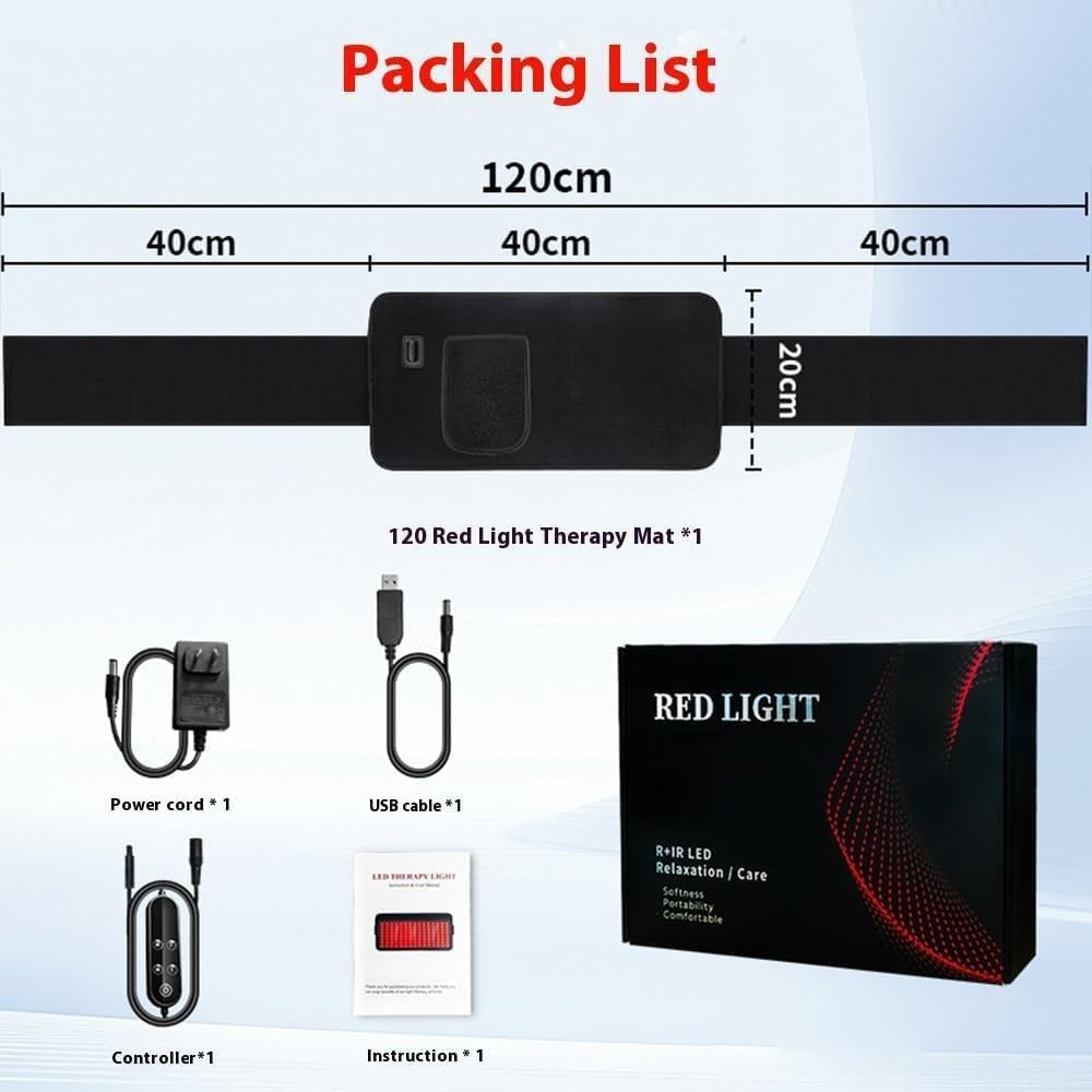 Red Light Belt with 120 Pcs 660Nm Red and 240 Pcs 850Nm Infrared Light LED Bead- Equipped with Timing Function - High Stability and Adaptability Straps for Home Office & Gym image number 3