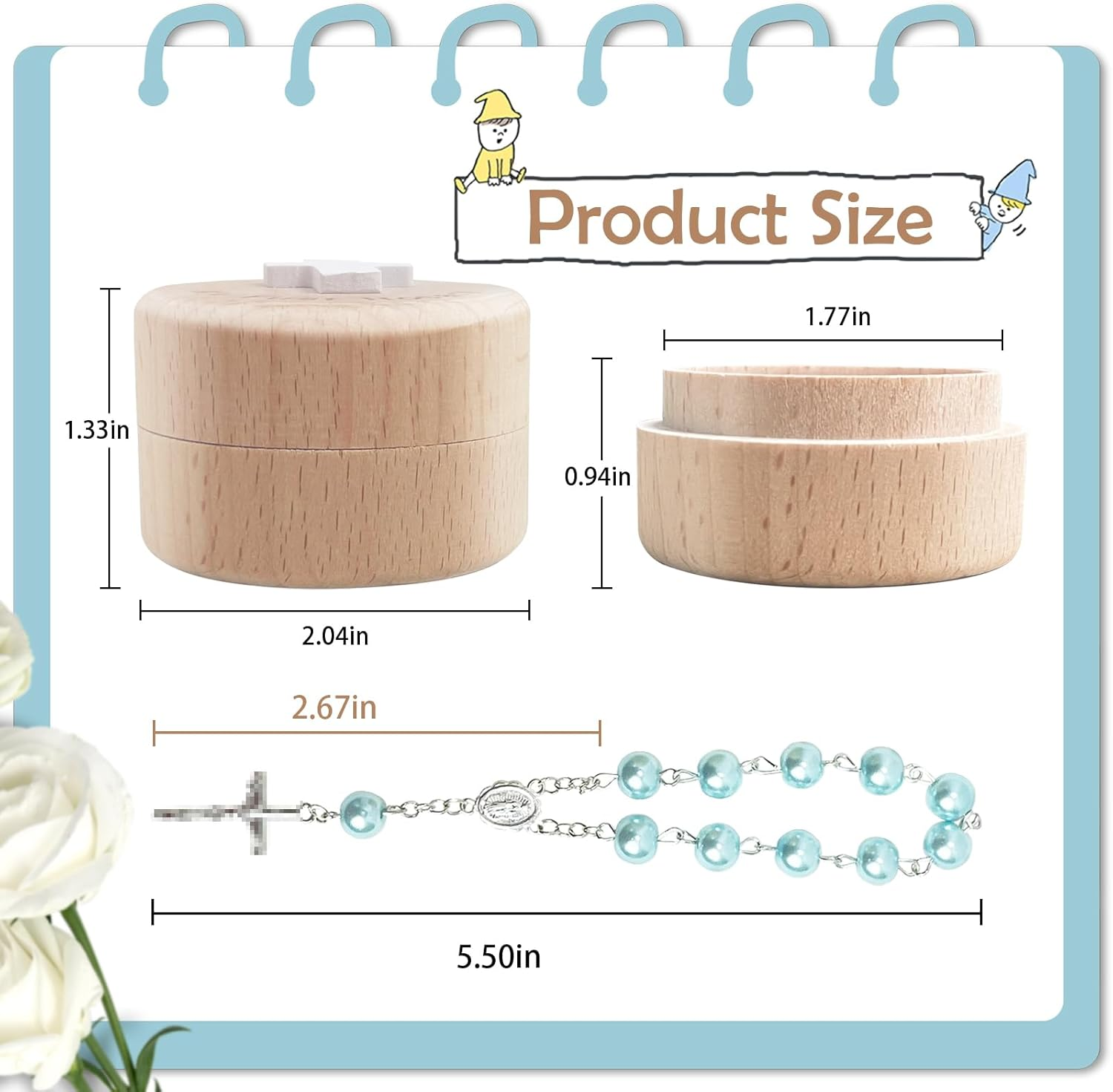 My First Rosary, Baby Rosary Baptism Keepsake Box, Baby Rosary Catholic Baptism Gifts for Boys, Rosary for Baby Birthday Baby Shower - Pink image number 6