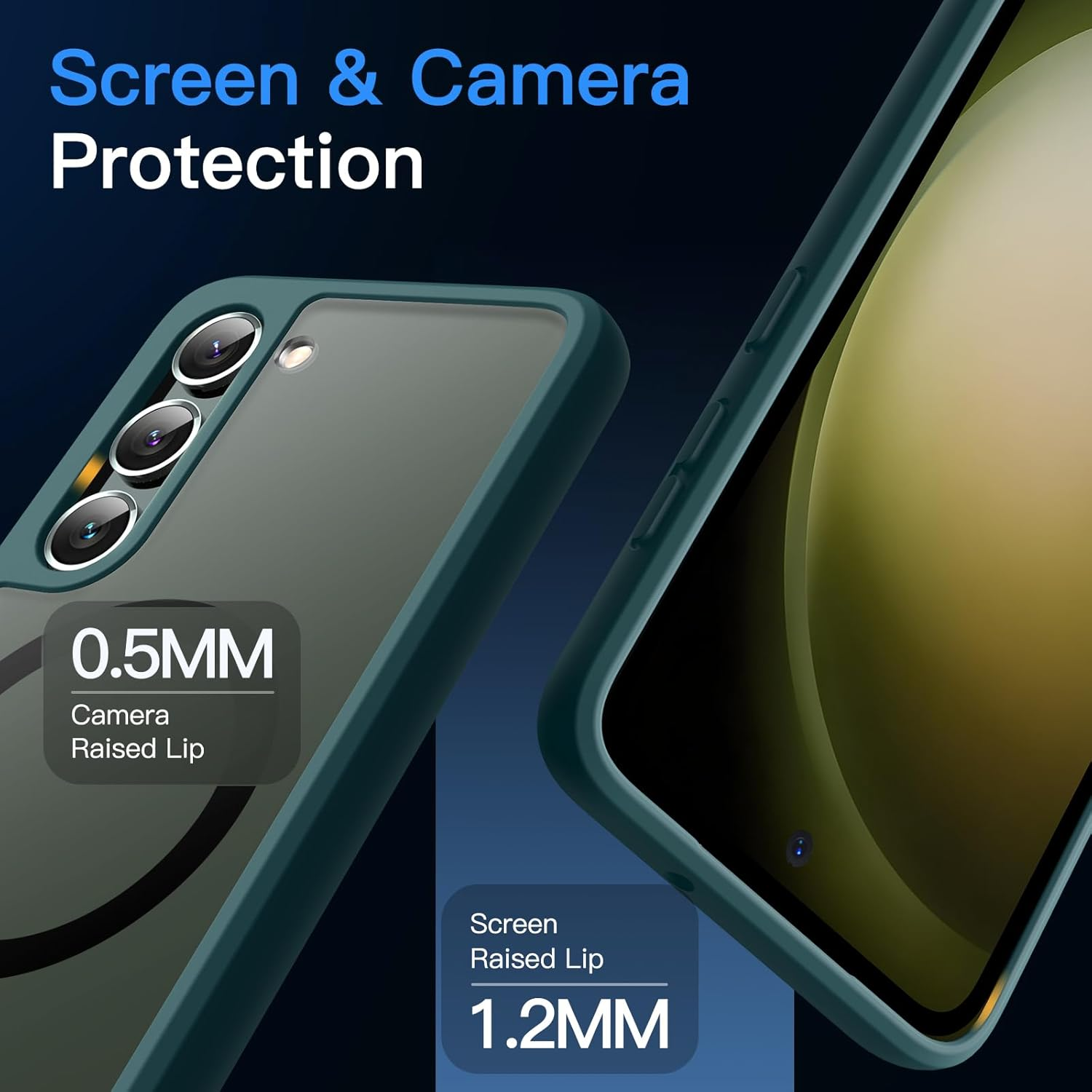 Jetech Magnetic Case for Samsung Galaxy S23 5G 6.1-Inch, Compatible with Magsafe, Translucent Matte Back Shockproof Phone Cover (Midnight Green) image number 2