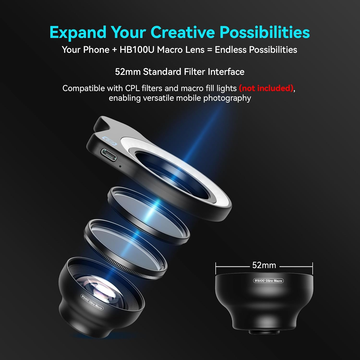 APEXEL 100Ultra Macro Lens - Enhanced Version Smartphone Lens for Iphone, Samsung, Pixel | Professional Macro Photography of Flowers, Iinsects, Jewelry, Food Details and Other Small Objects image number 5