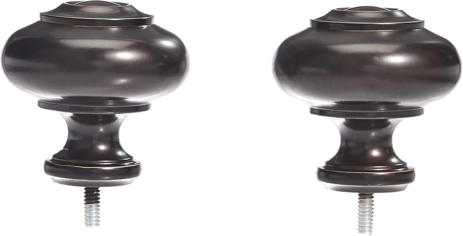 Amazon Basics Knob Curtain Rod Finials, Set of Two, Espresso (Dark Bronze) image number 2