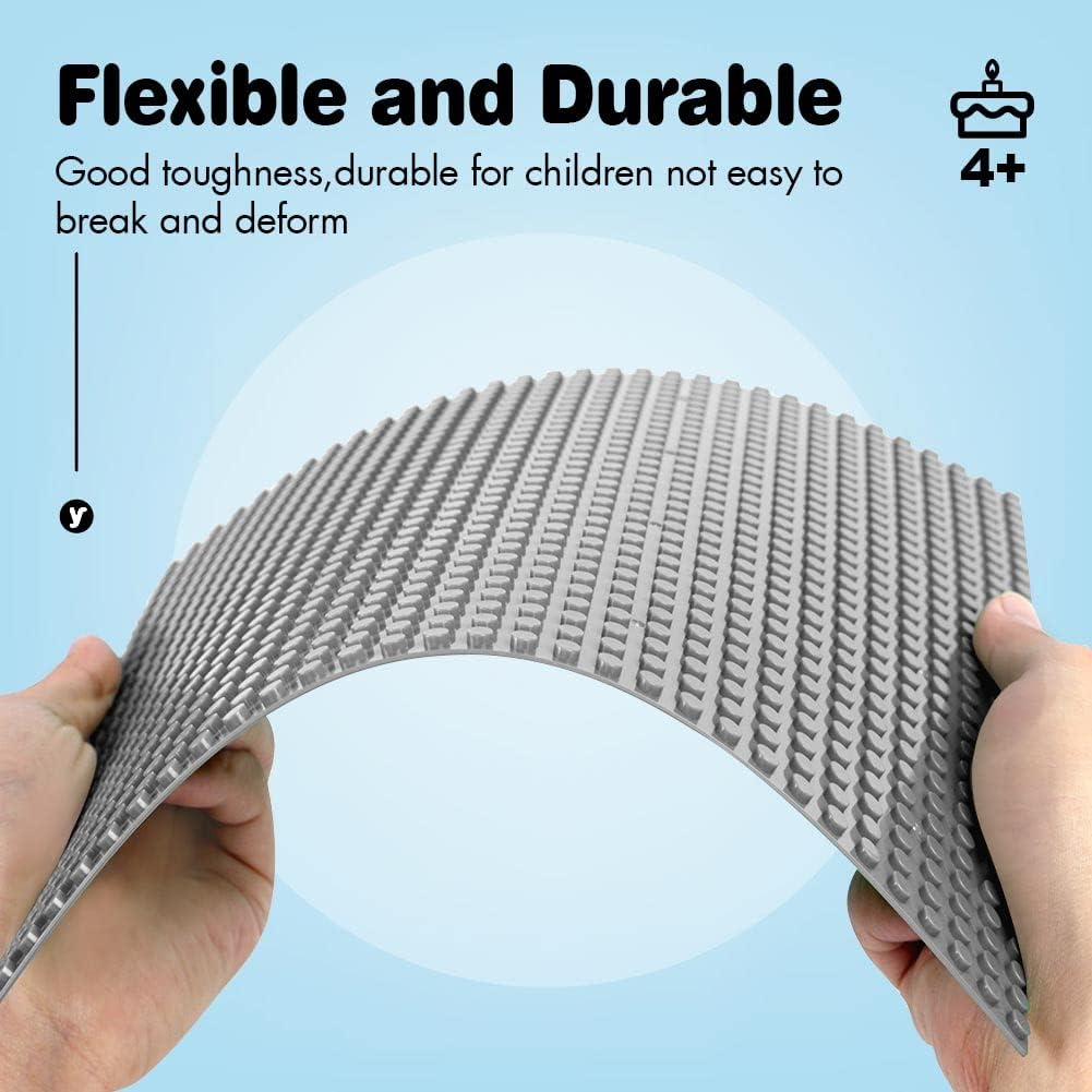 Lekebaby Baseplate 10"X10" Classic Building Board Large Base Plates 100% Compatible with All Major Brands, 6 Pack, Grey image number 6