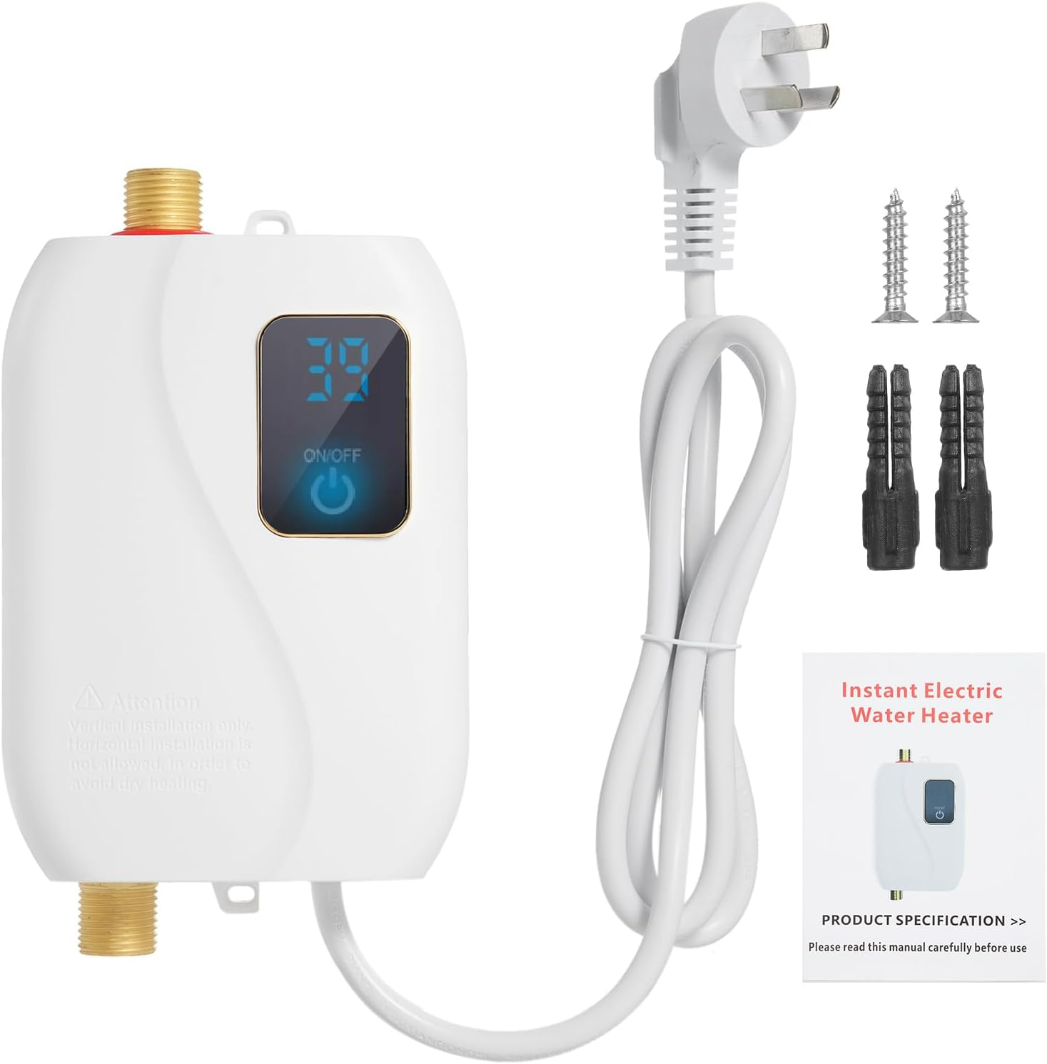 LAPOOH Instant Water Heater 220V 3500W Mini Electric Tankless Hot Water Heater Bathroom Kitchen Washing with LCD Display for Shower Bathroom Kitchen Washing AU Plug image number 3