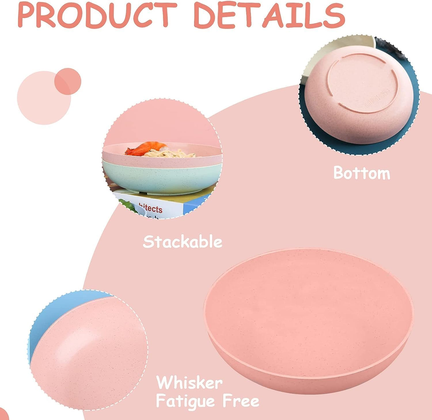 8-Piece Whiskers Tired Cat Bowl - Shallow Food Dish, Wide Wet Feeding Bowl, PET Board for Kittens and Short-Legged Cats, Wheat Straw, Water Dish for Legged Cats and Dogs image number 2