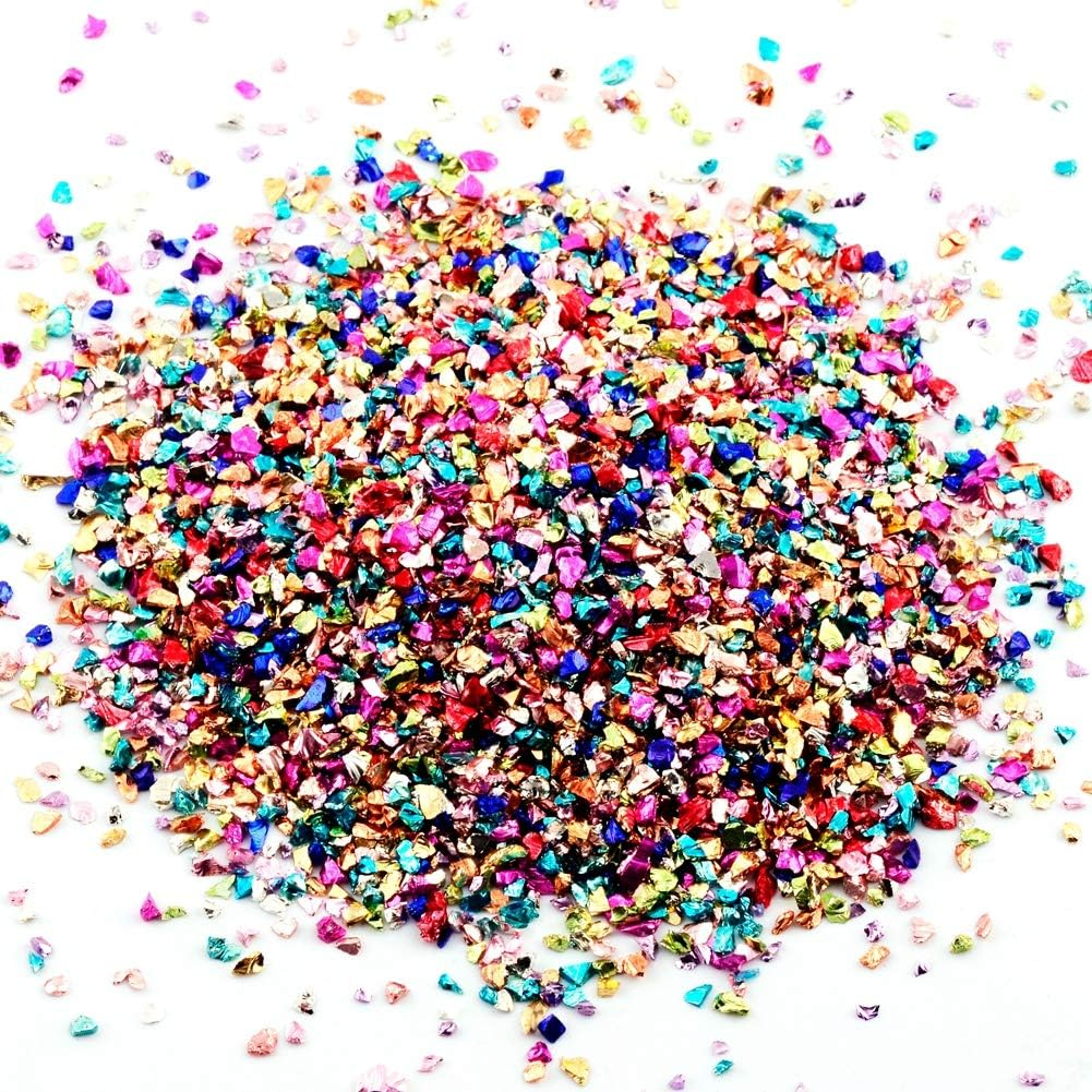 Crushed Glass Irregular Metallic Chips Sprinkles Chunky Glitter Multicolor 100G 2-4Mm for Nail Arts Craft DIY Vase Filler Epoxy Resin Mold Scrapbooking Jewelry Making Decoration (Multicolor, 2-4Mm) image number 4