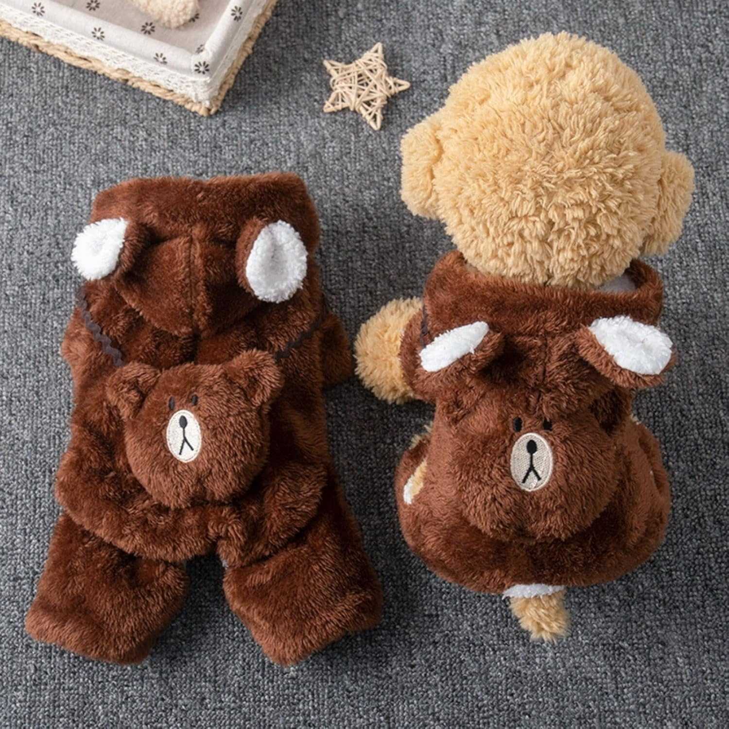 UOSIA Dog Winter Coat with Hood Long Sleeve Dog Sweater for Cold Weather Fleece Dog Thermal Bodysuit Dog Snowsuit for Small Medium Dogs image number 5