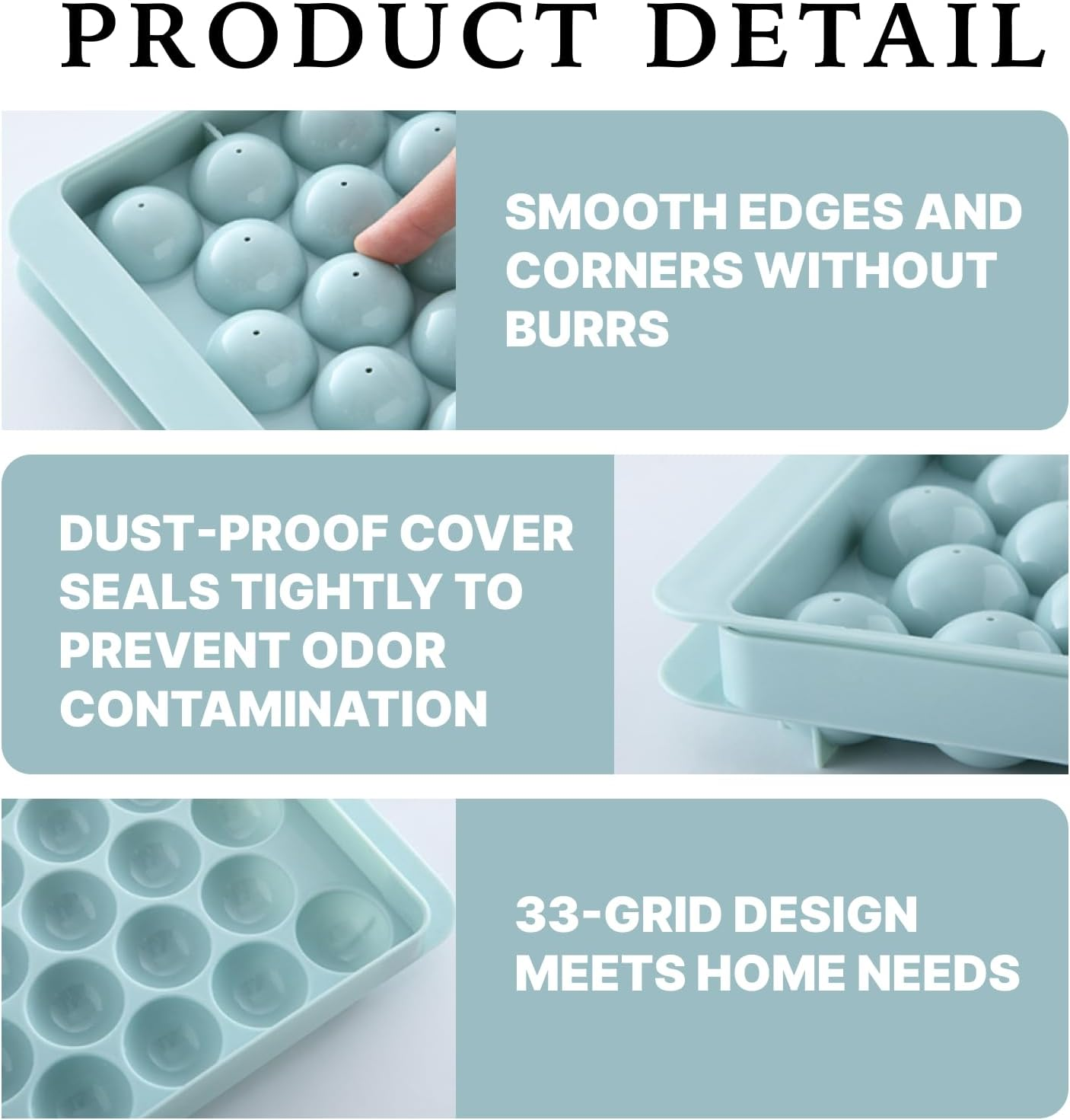 Fortuneglobe 3-Pack Ice Ball Tray Set &ndash; 99-Piece Sphere Mold for Freezer (33 Balls/Tray, Hard Plastic)