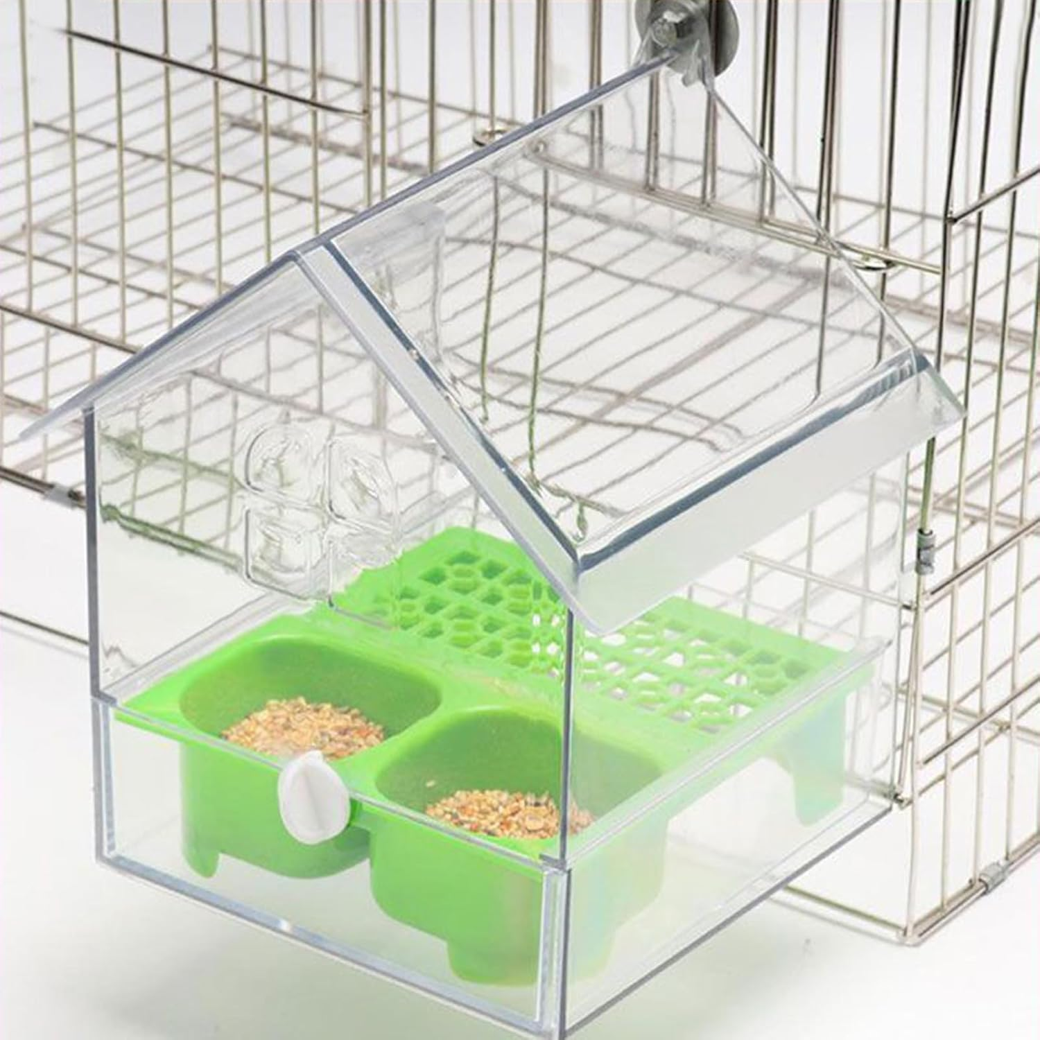 Bird House Feeders for Outdoors, Pull-Out External Parrot Feeder, Transparent Bath Tub Water Dish for Finch Parakeet Hummingbird Parrot Balcony Garden image number 2