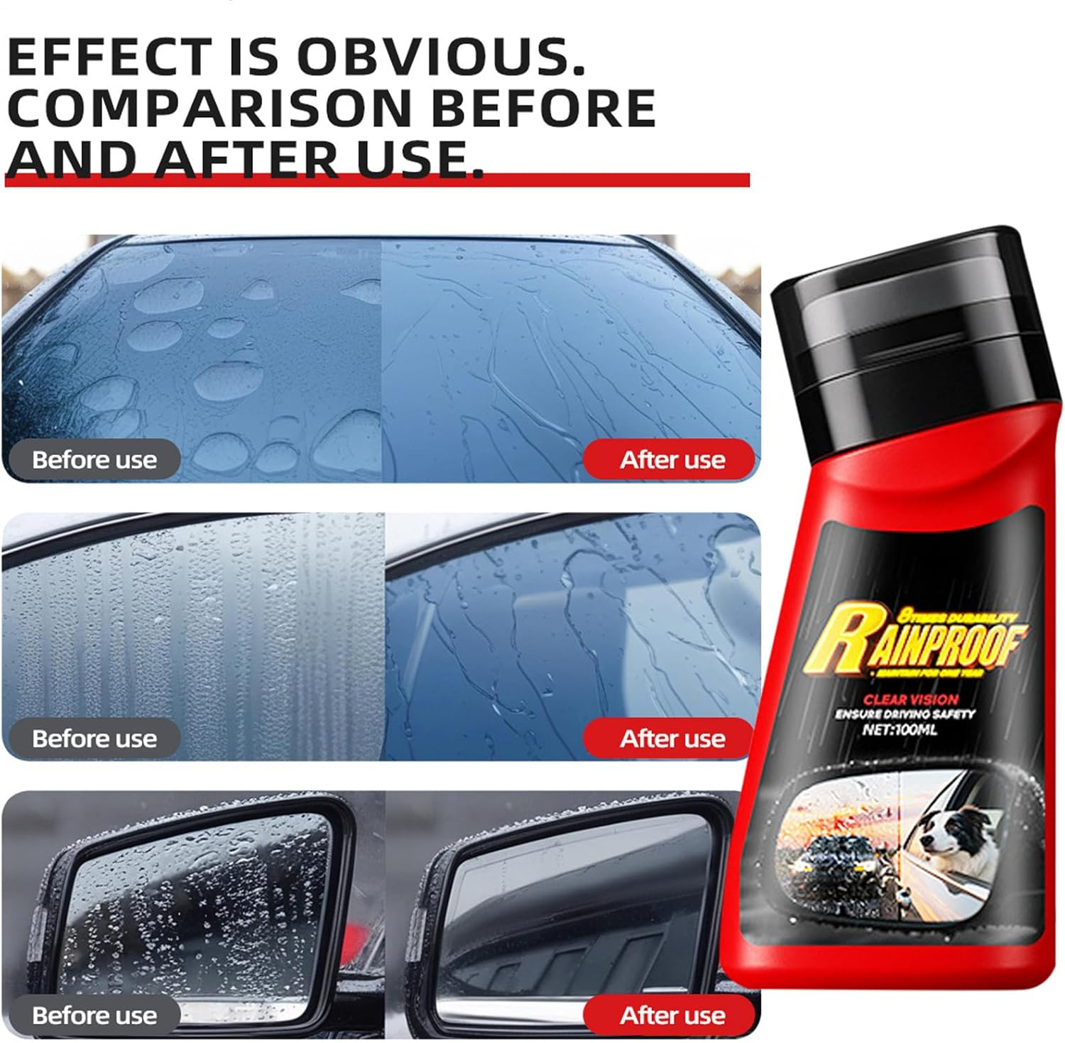 Anti Fog Windshield Cleaner - Anti-Rain Fog Cleaning Glass Brush,Automotive Exterior Maintenance Care Antifogging Fluid for Suvs RV Truck Vehicle Sedan