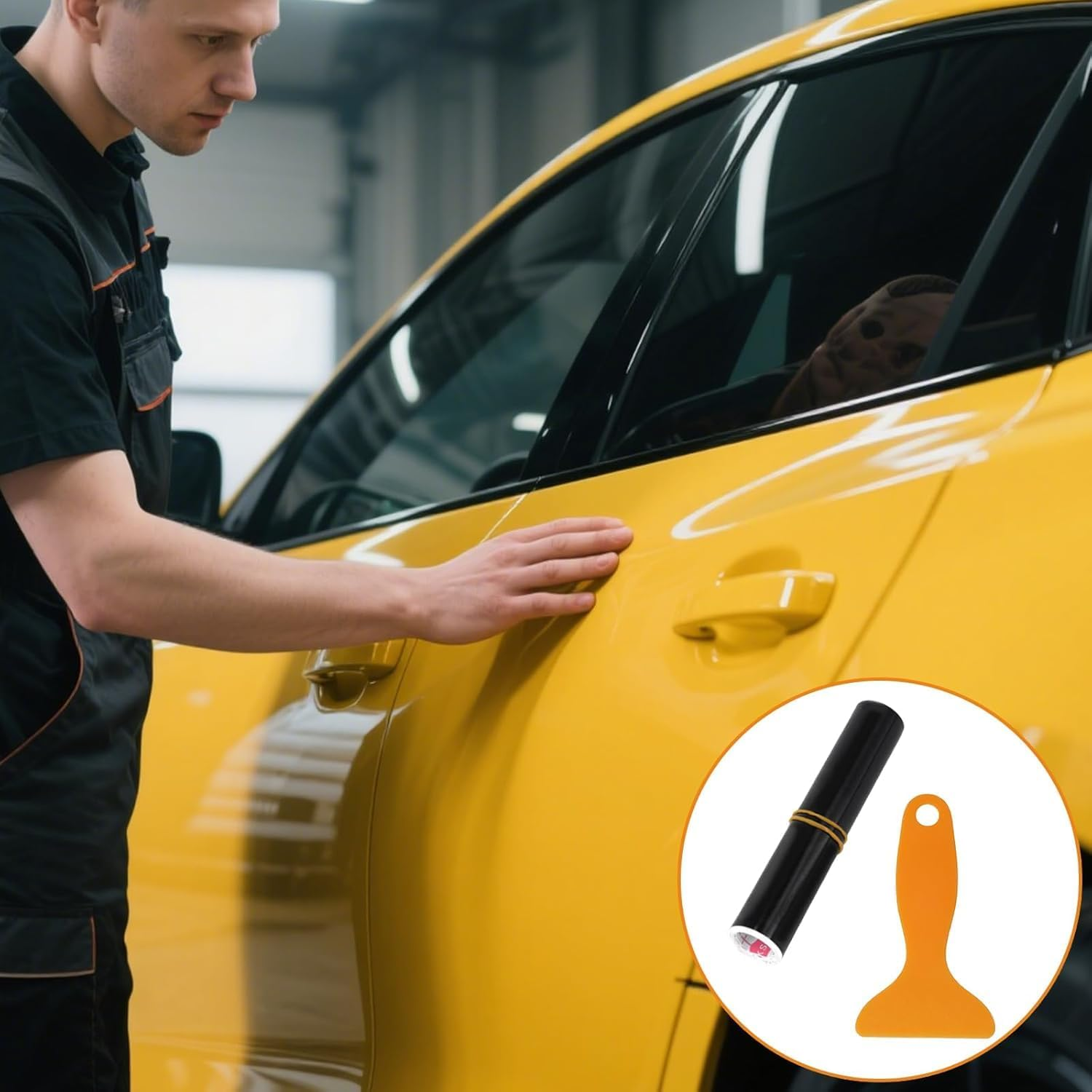 Shuoteng Car Window Tint Film Block Windshield Sun Visor Strip with Scraper, 2Pcs Car Window Tint Film Block Windshield Sun Visor Strip with Scraper image number 1