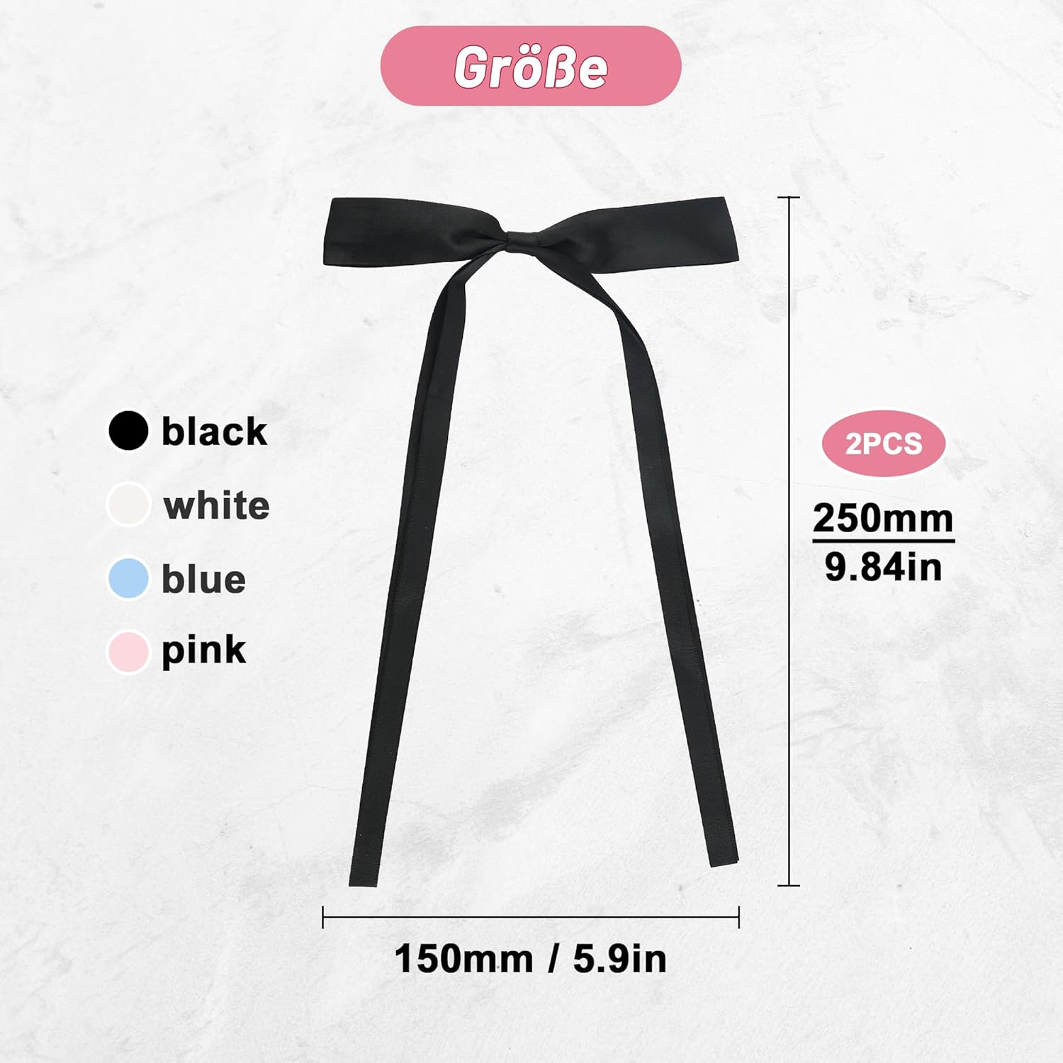8 Pieces Hair Clip Bow Silky Satin Hair Bows with Long Tail Hair Accessory Women Hair Bow Clip for Hair Decoration Black Pink Blue White image number 4