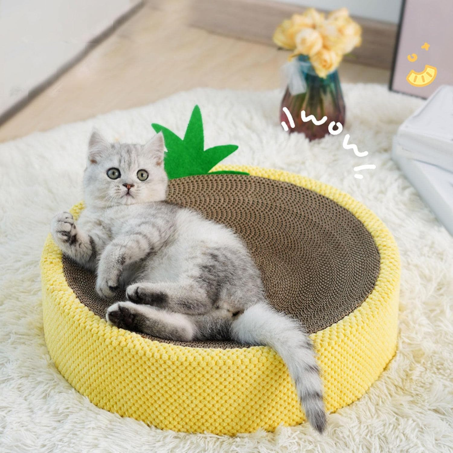 Cat Scratching Pad Scratch Board 41X10Cm round Corrugated Material for Indoor Cats Wear Resistant Cat Toys Kitten Sleeping Nest image number 4