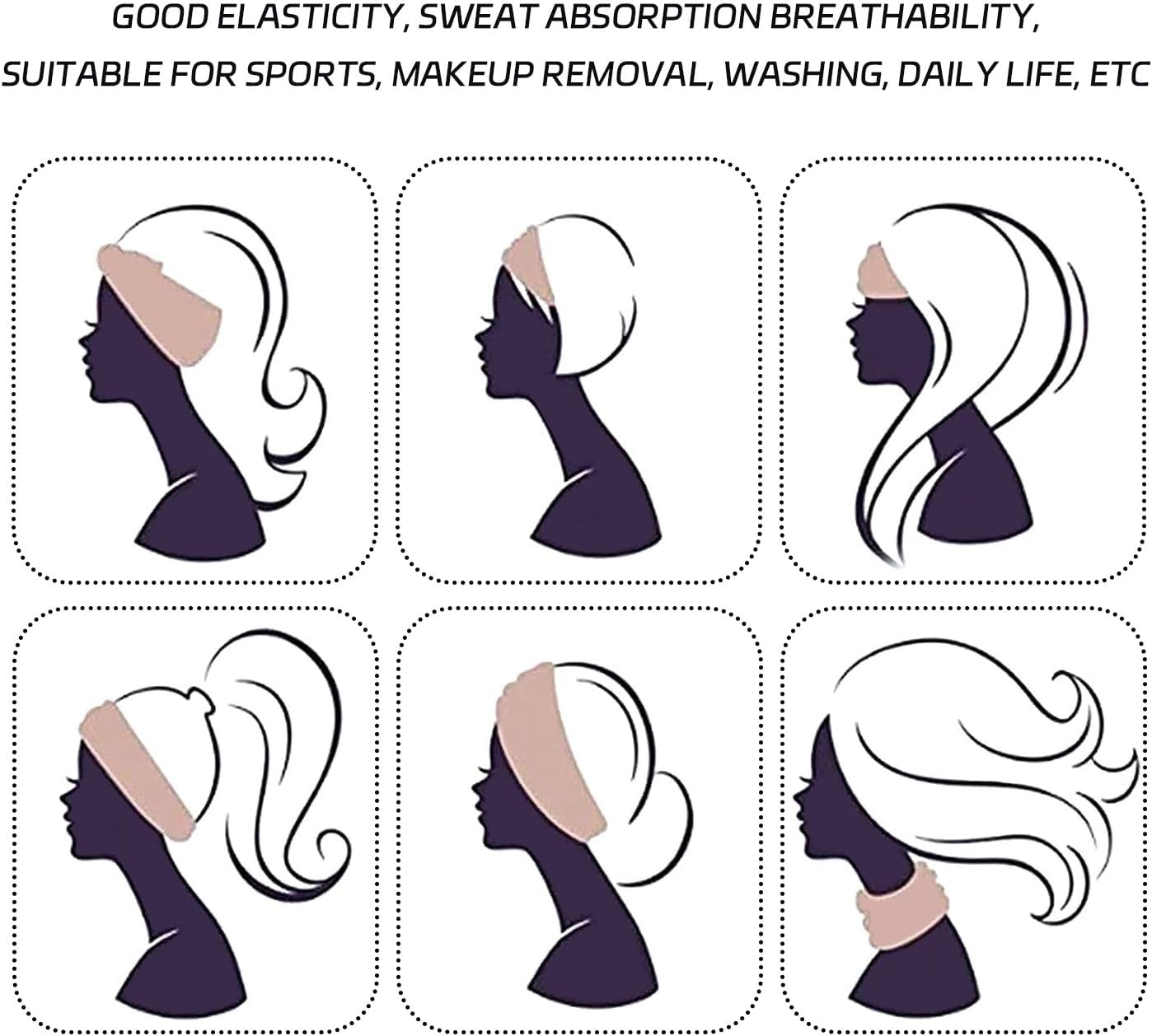 Pack of 6 Headbands, Simple Tooth Band, Women'S Chin Tooth Headband, Sporty, Breathable, Fashionable Headband, Women'S Hairstyle Decoration image number 3