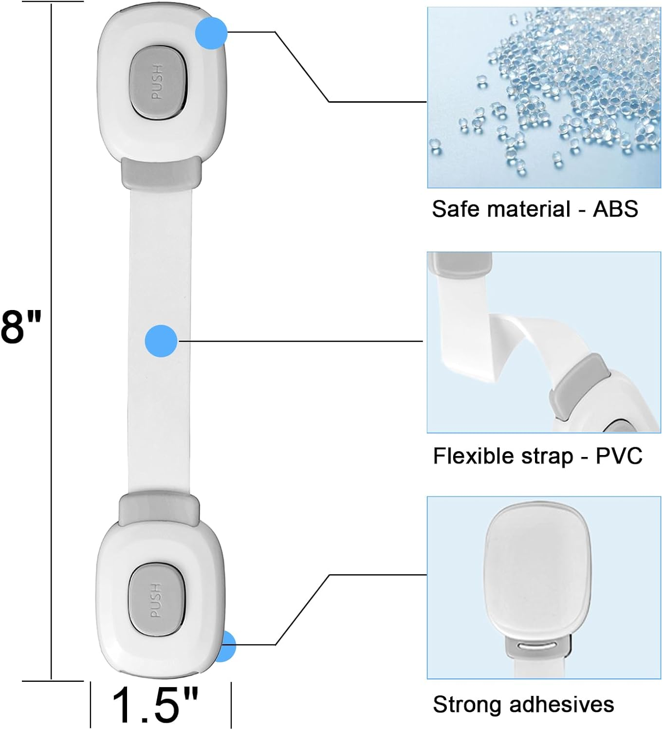 Fursafe&Q Baby Cabinet Locks, Child Safety Cabinet Proofing - Child Safety Strap Locks Adhesive Drawer Fridge Ovens Door Toilet Latches No Drill Multi-Purpose for Furniture Kitchen Lock 2 Pack image number 4