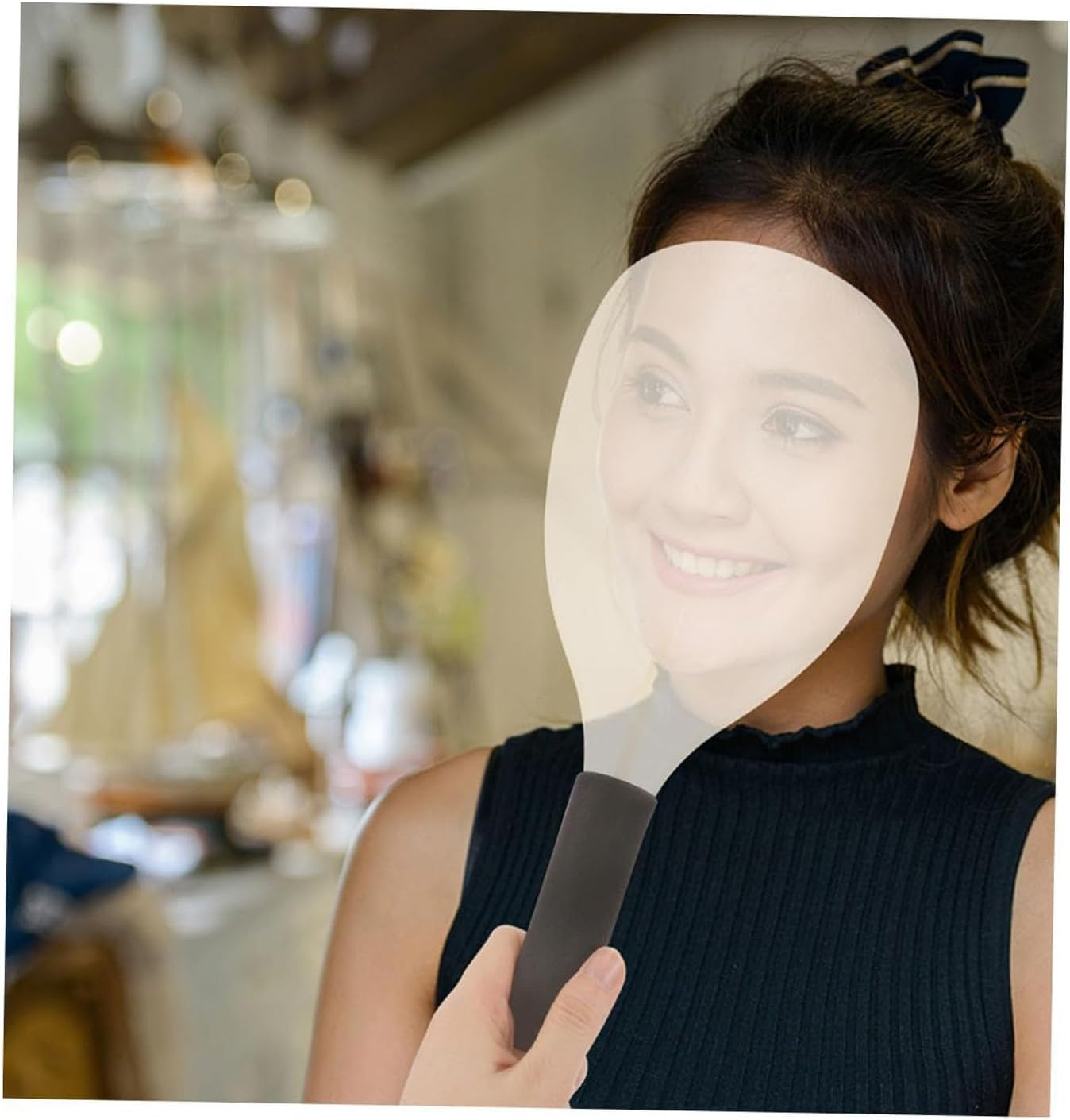 Cyktxei 2Pcs Haircut Facial Mask Shield, Ergonomic Clear Plastic Face Protector & Splash Guard for Hairdressers and Makeup Artists, Unbreakable Protective Barrier for Hair Cutting