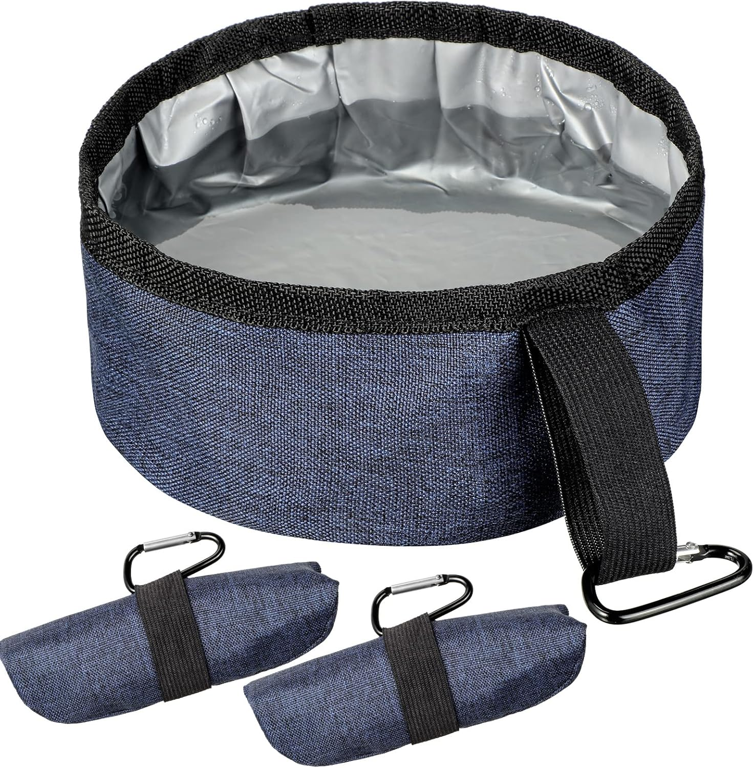 Meanplan 2 Pack Portable Dog Bowls Foldable Travel Dog Dish Portable Puppy Water and Food Bowl Pet Hiking Accessories for Small and Large Pets(Camo Green, Dark Blue,40 Oz)