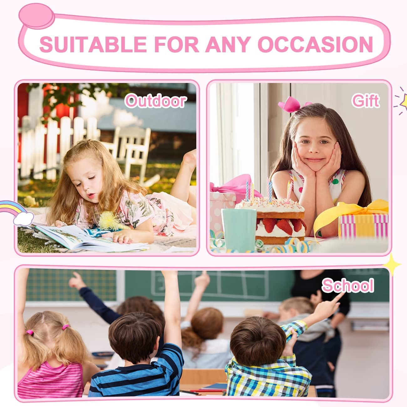 Backpack for Little Girls, VASCHY Cute Rainbow Lightweight Water Resistant Toddler Preschool Kindergarten Backpacks for Kids with Chest Strap