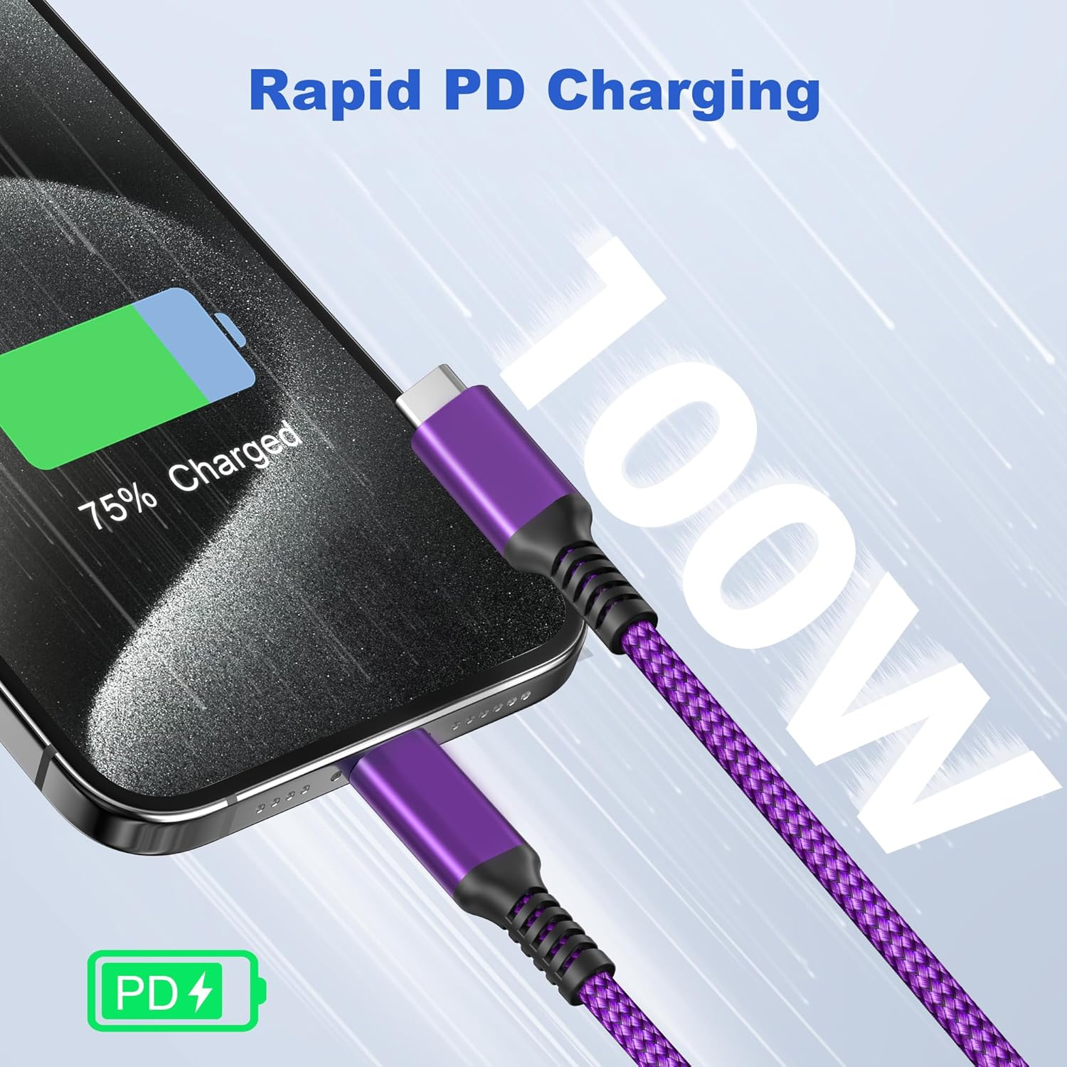 Basesailor for Ipad Mini 7 Charger Cable 3M/2Pack,Usb C to USBC 100W Fast Charging PD Power Cord for Iphone 17 16 15 Pro Max Plus,Apple Ipad Air 4Th 5Th Mini 6Th Gen,Samsung Galaxy S25 S24 S23 S22 S21 image number 7