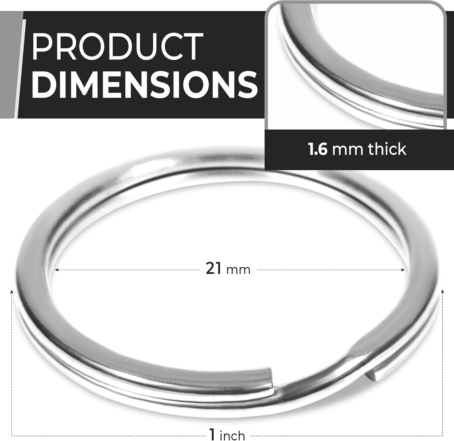 CREST 10 Pcs Surgical Grade Stainless Steel Split Ring for Keychains 1 Inch 25Mm SS316L Key Rings for Car Keys image number 6
