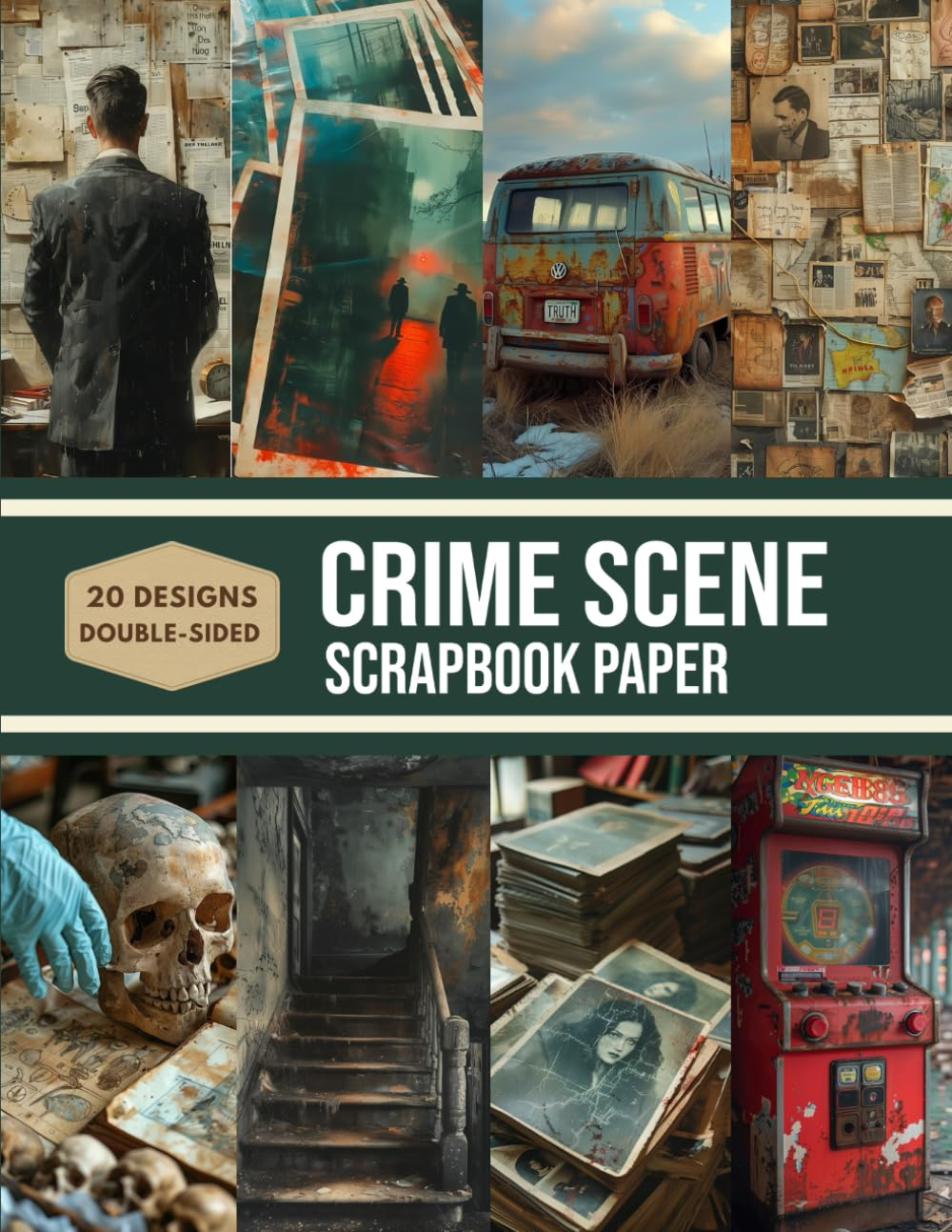 Crime Scene Scrapbook Paper: Decorative Sheets Double Sided Craft Paper for Scrapbooking, Artist Trading Cards, Mixed Media, Junk Journals, Collage Art, Card Making, Origami and More