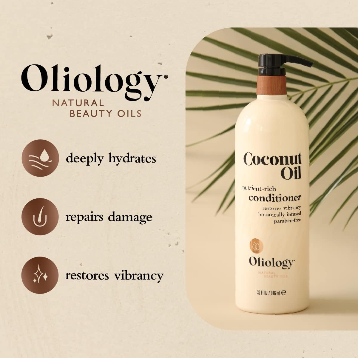 Oliology Coconut Oil Shampoo &ndash; Nutrient Rich Shampoo Restores Damaged & Lifeless Hair | Botanically Infused | Provides Intense Shine | Nourishing | Made in USA, Paraben Free & Cruelty Free (32 Oz)
