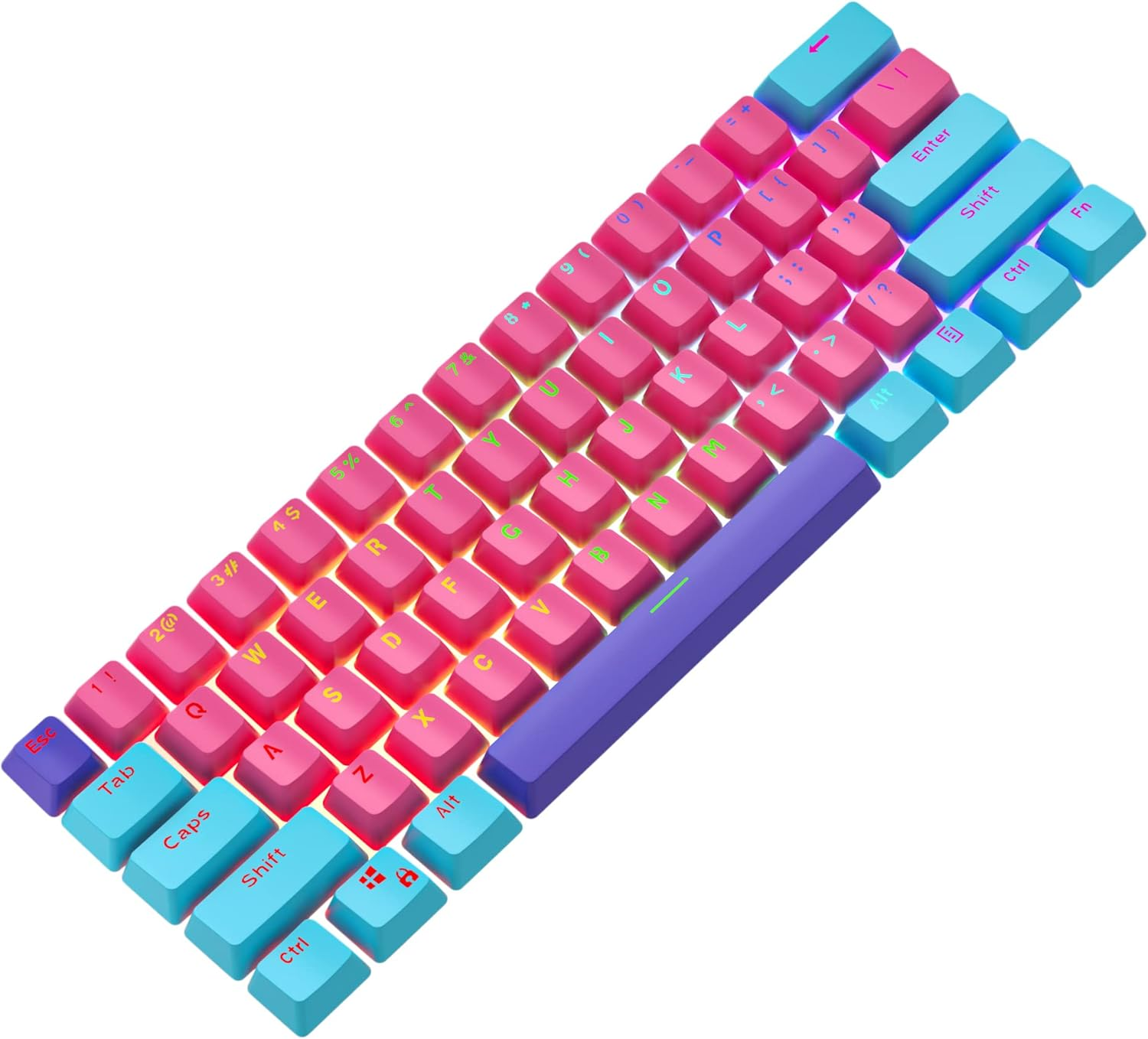 Ussixchare PBT Pudding Keycaps Set 117 Keys, Double Shot Translucent XDA Profile for ISO & ANSI Layout 61/68/84/87/104 Keys Mechanical Keyboard, White Pudding