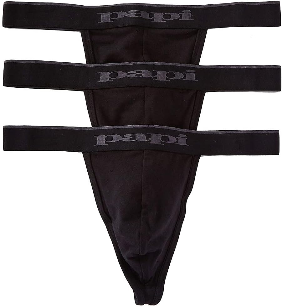 Papi Men'S 3-Pack Cotton Stretch Thong