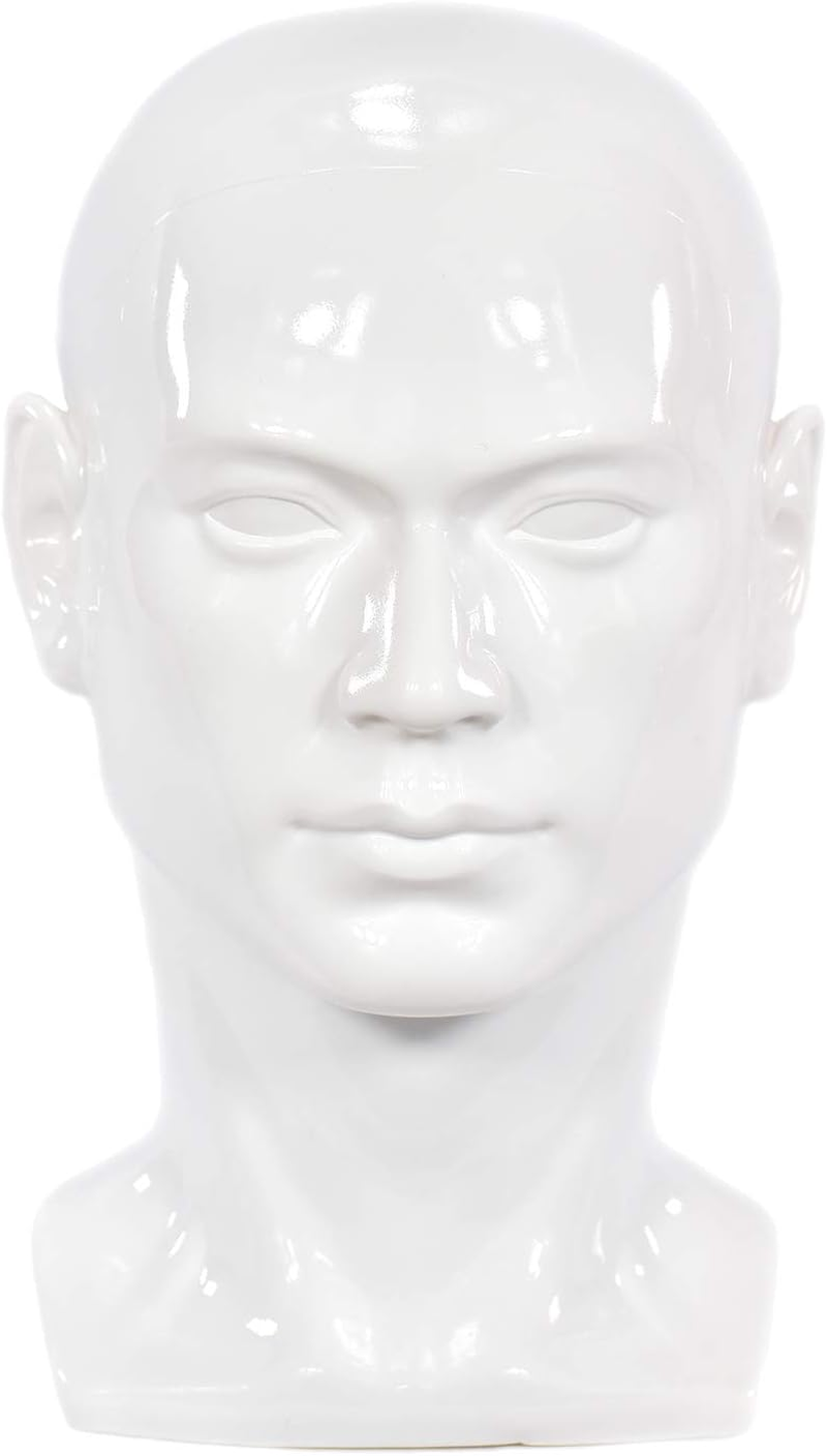 Yotijar Male Mannequin Head, Made PVC Plastic, Making It Quite Resistant to Damage - White