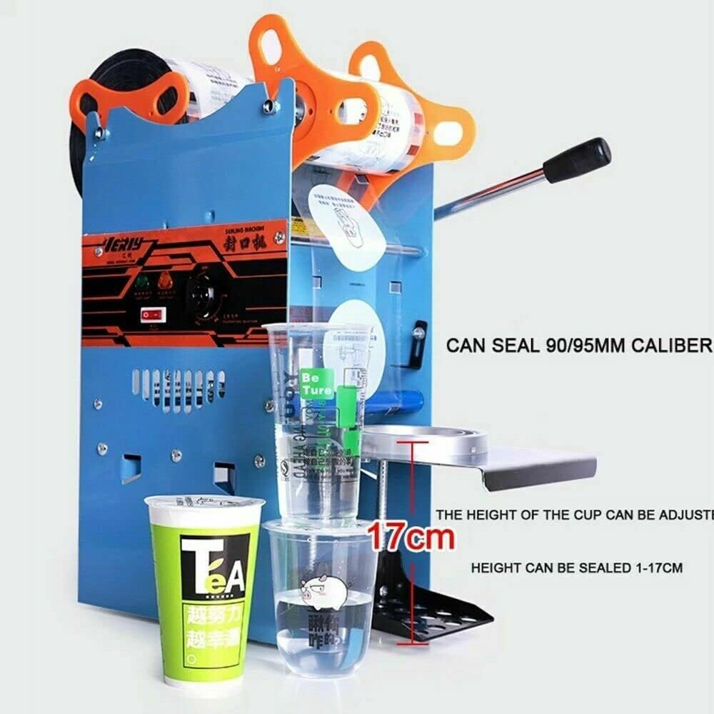 MAIAKK Electric Plastic Cups Sealing Machine Boba Bubble Tea Uice Drink Sealer Pressure Lid Sealing Maker Bubble Milk Tea Shop Closure Cup Sealing Machine 300-500 Cups/H image number 4