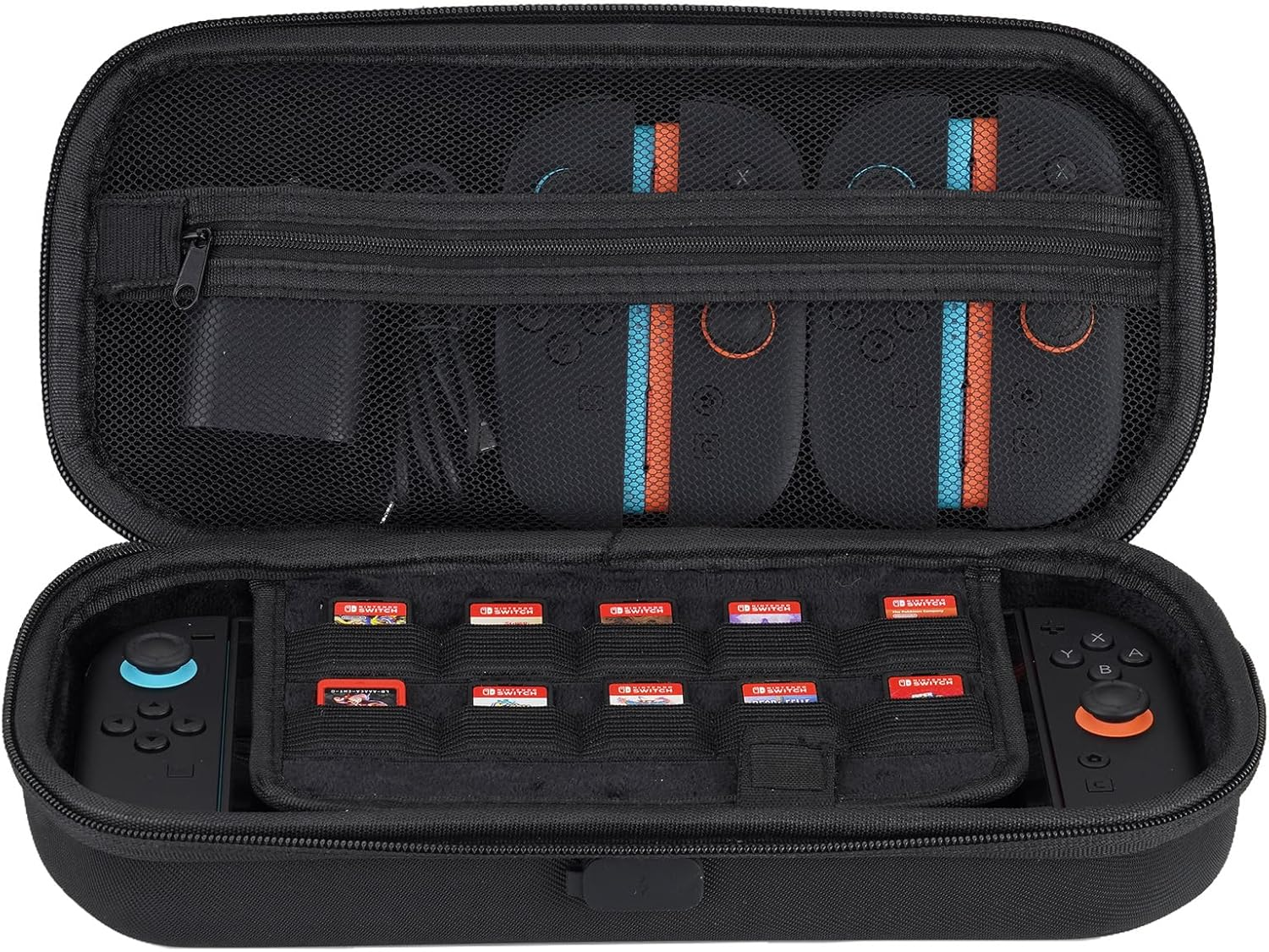 Playvital Carrying Case for Nintendo Switch 2 with Silicone Charging Port, Portable Travel Case with 10 Game Card Slots, Shockproof Protective Hard Shell for Switch 2 Accessories Storage &ndash; Black image number 3