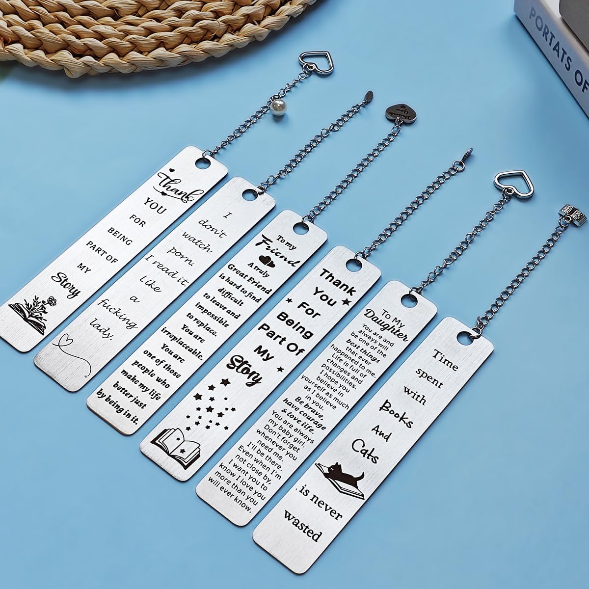 Metal Bookmark,Cozy CORE Funny Gifts Book Mark for Women Men Daughter Reader Book Lovers Best Friend BFF Sister Birthday Gifts Thanksgiving Valentines for Adults Teen Boys Girl - Books And Cats image number 5