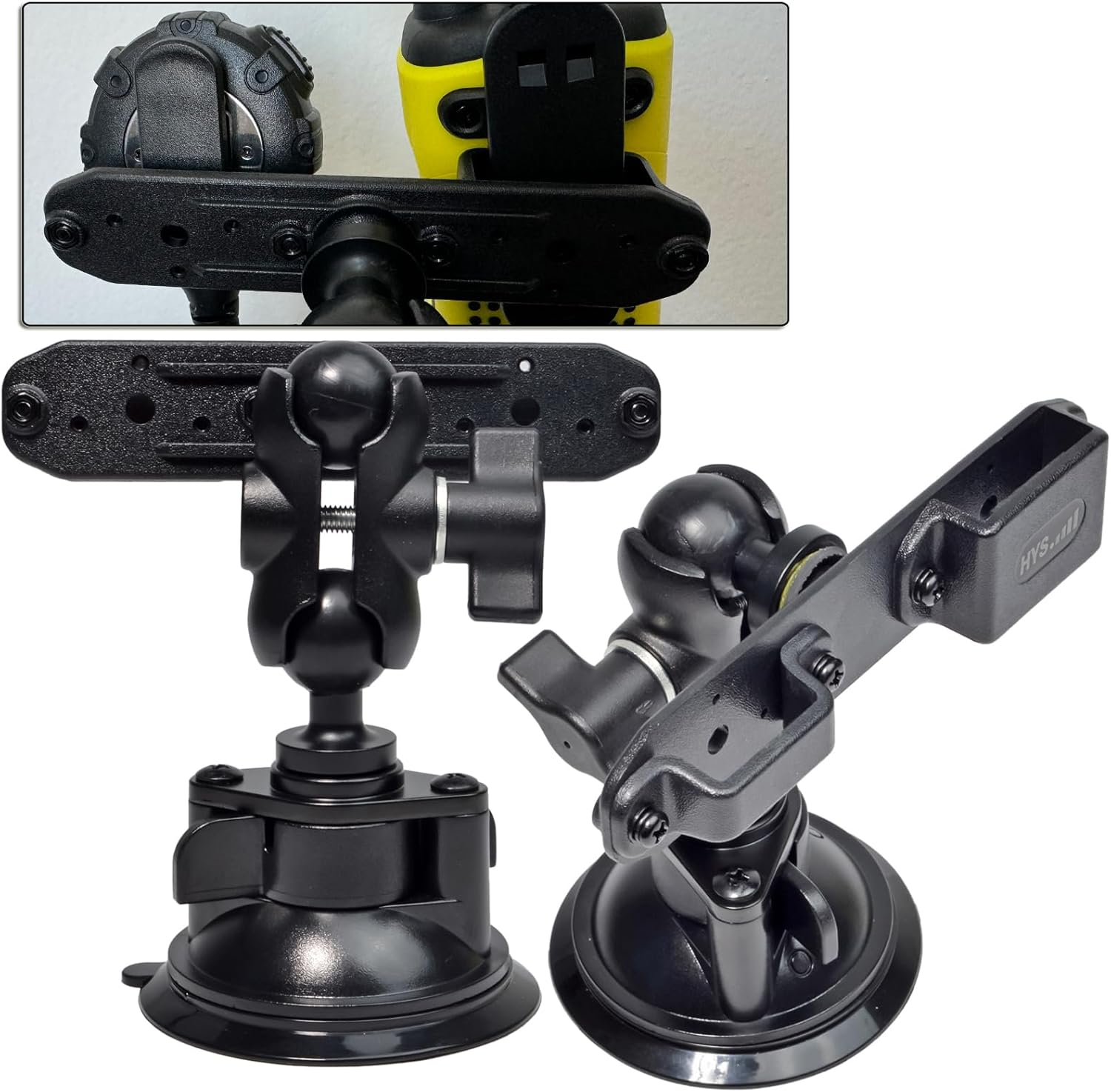 HYS Car Suction Cup - Dashboard and Windshield Walkie Talkie Belt Clip Mount for Car Holder Mount/Mic Holder for Anytone Baofeng Icom Kenwood Yaesu Wouxon Amateur Radio HT &Speaker Microphone image number 4